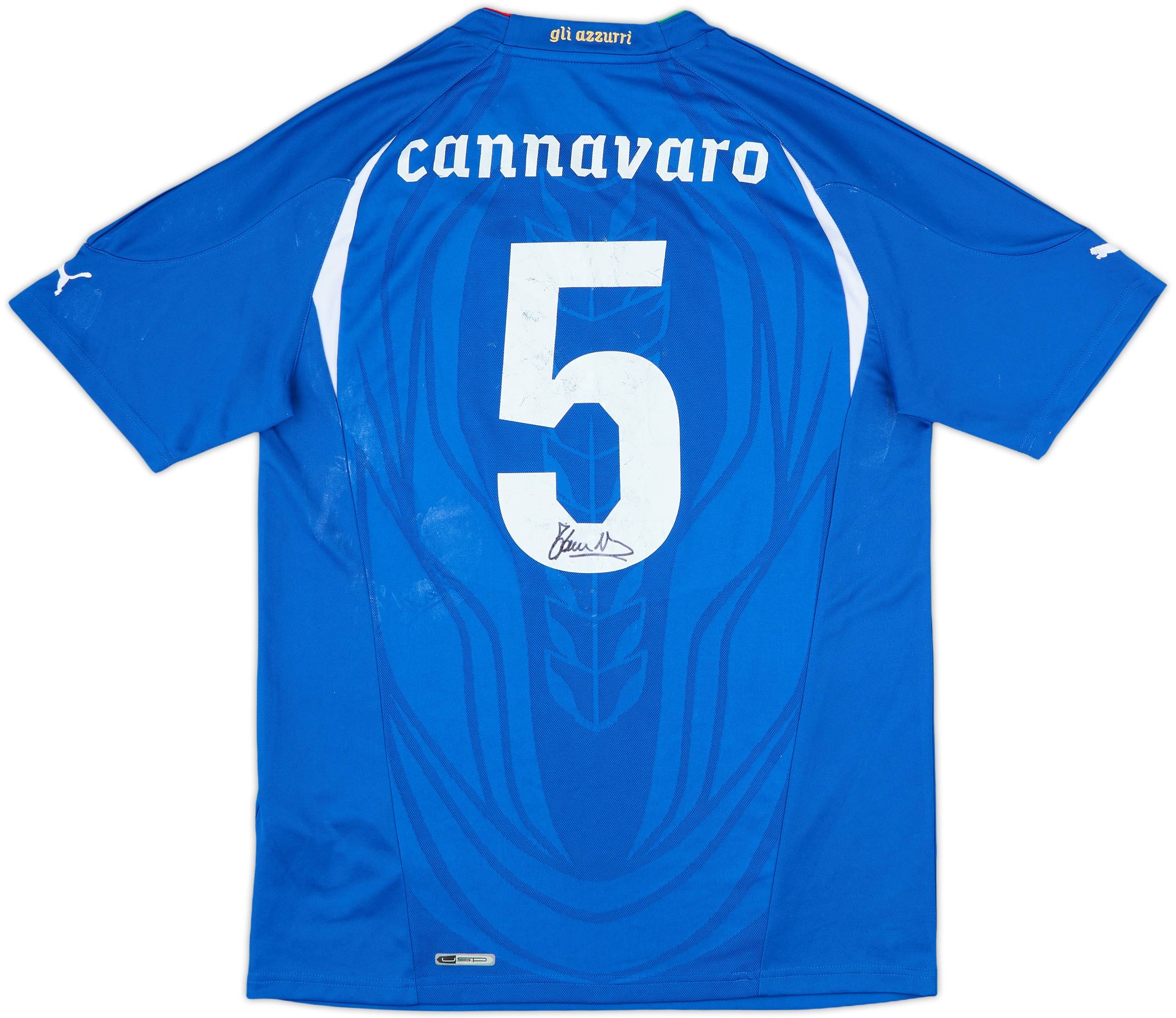 2010-12 Italy Signed Home Shirt Cannavaro #5 - 5/10 - (L)