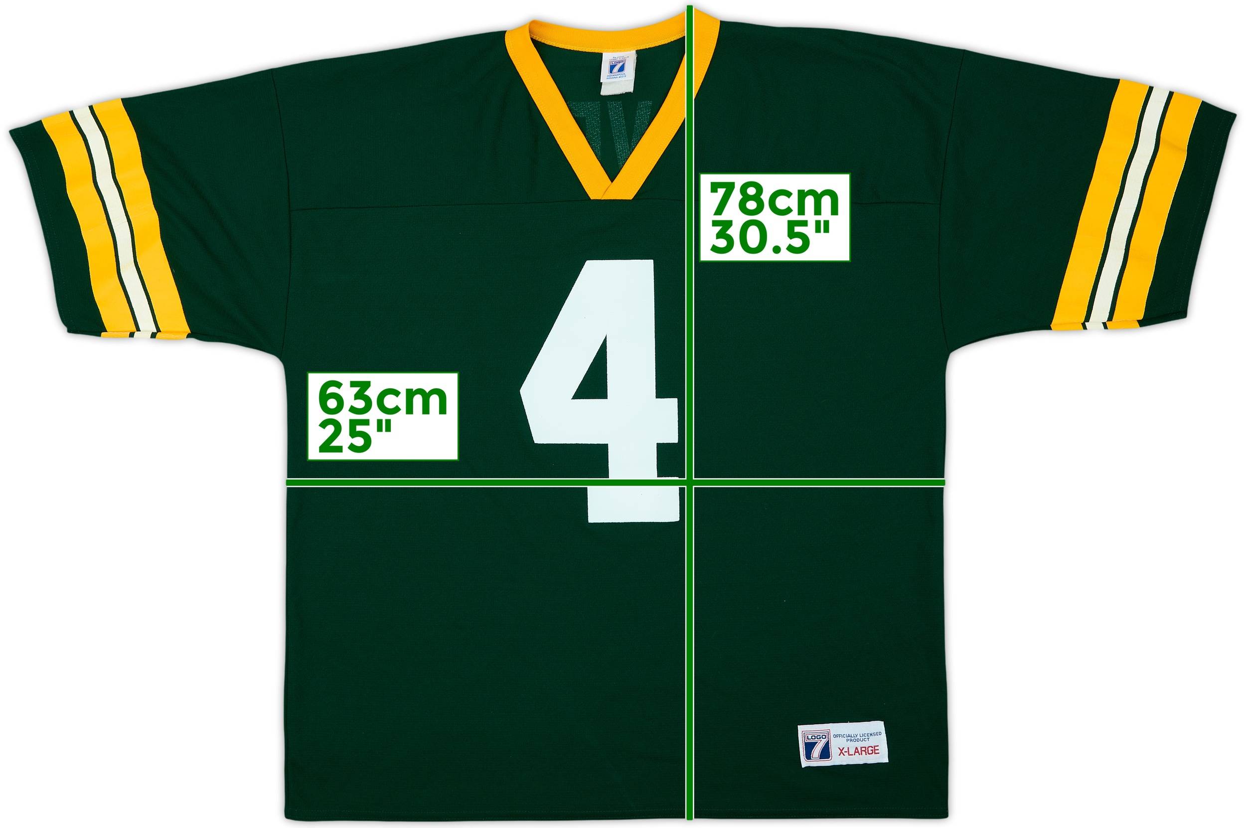 1997 Green Bay Packers Favre #4 Logo 7 Home Jersey - 9/10 - (XL)