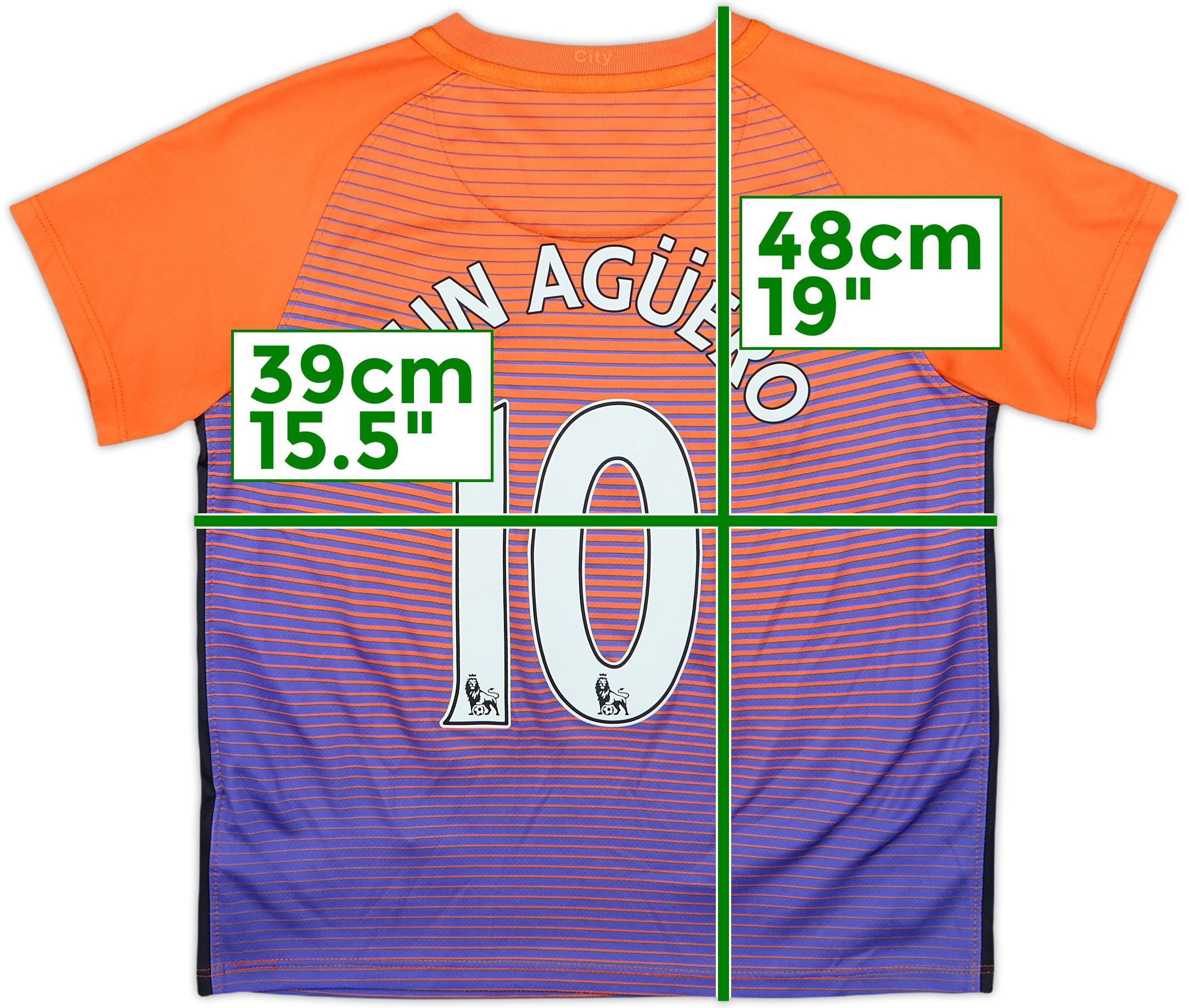 2016-17 Manchester City Third Shirt Kun Aguero #10 - 7/10 - (S.Boys)