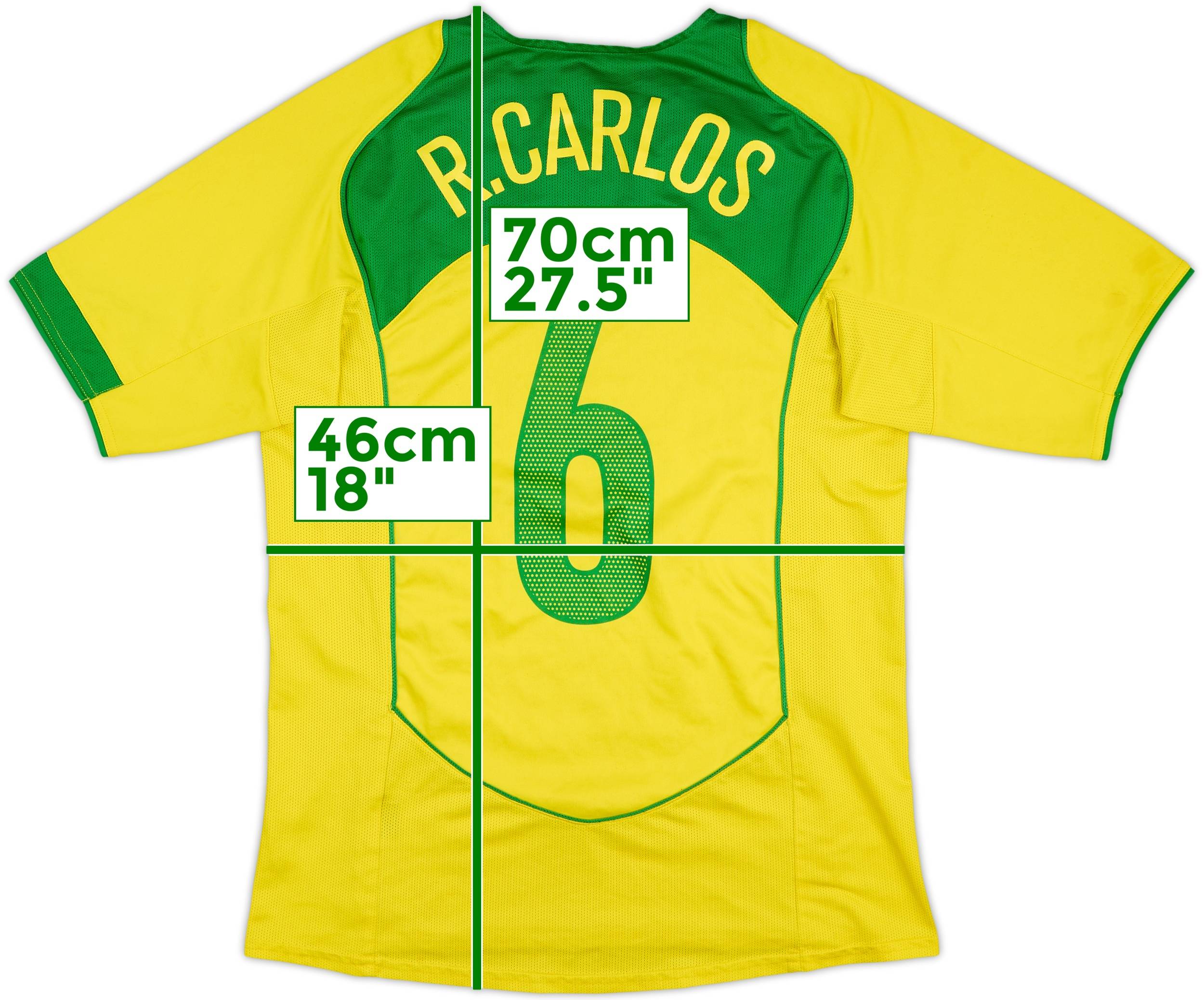 2004-06 Brazil Home Shirt R. Carlos #6 - 5/10 - (M)
