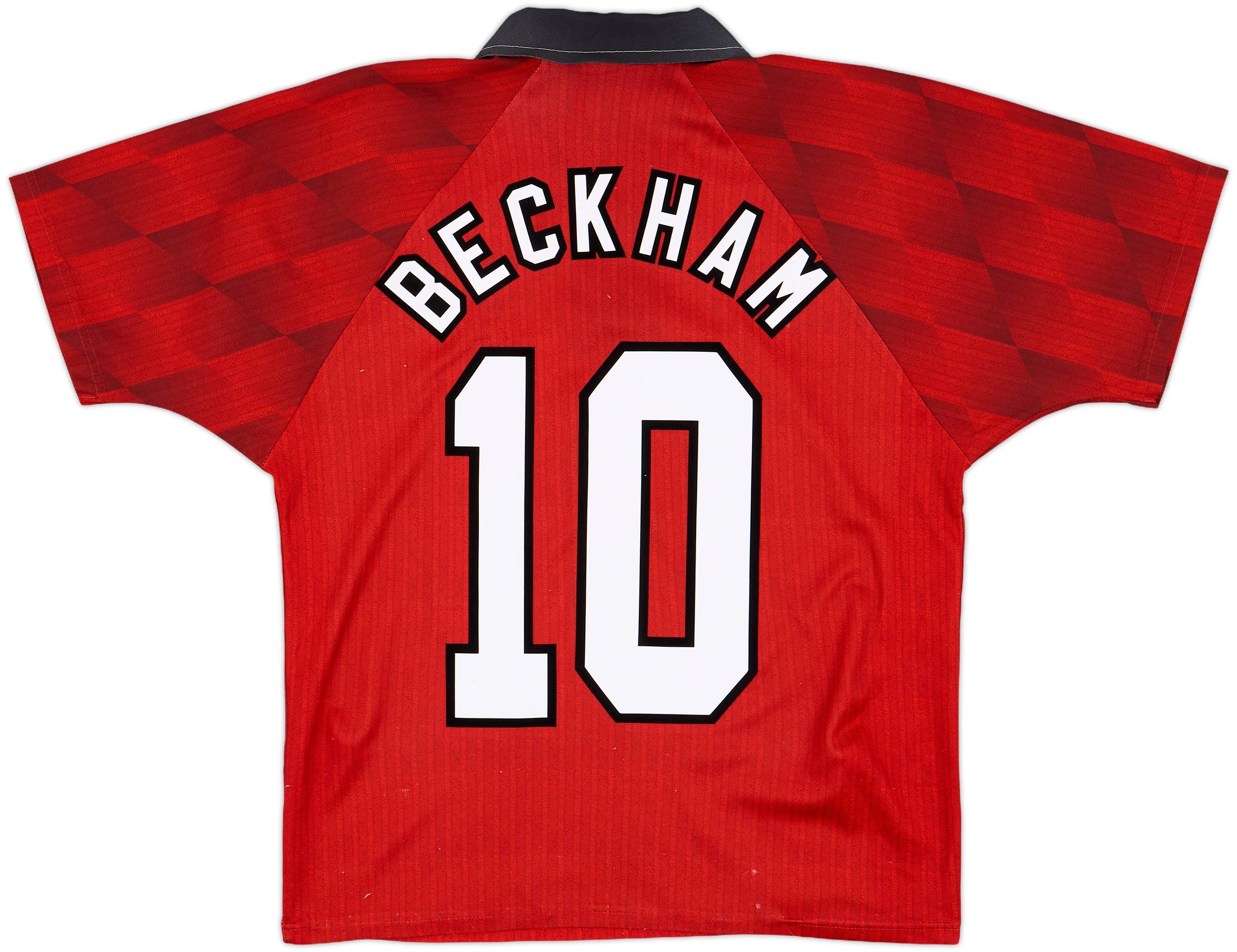 1996-98 Manchester United Home Shirt Beckham #10 - 7/10 - (Y)