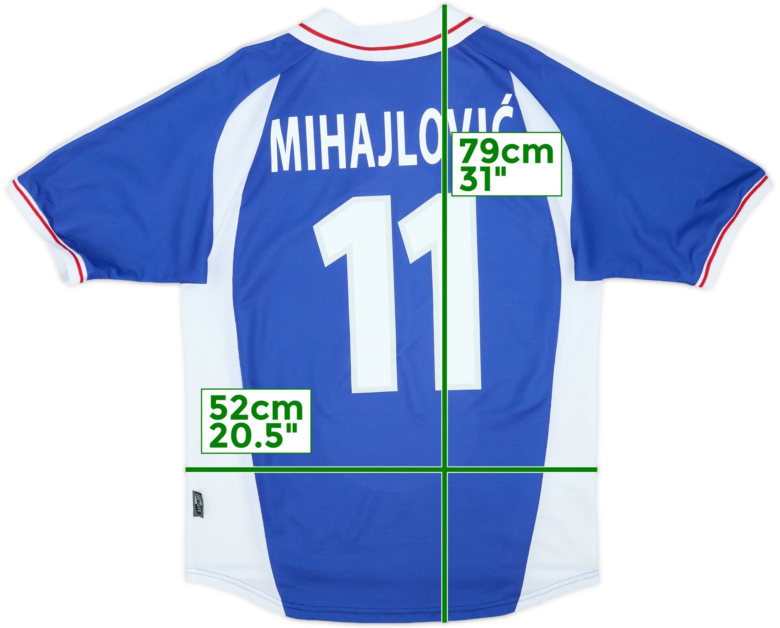 ユーゴスラビア代表ユニフォーム00-01 ミヤトヴィッチ 2000-01 Yugoslavia Home Shirt Mihajlovic #11 - 9/10 - (M)