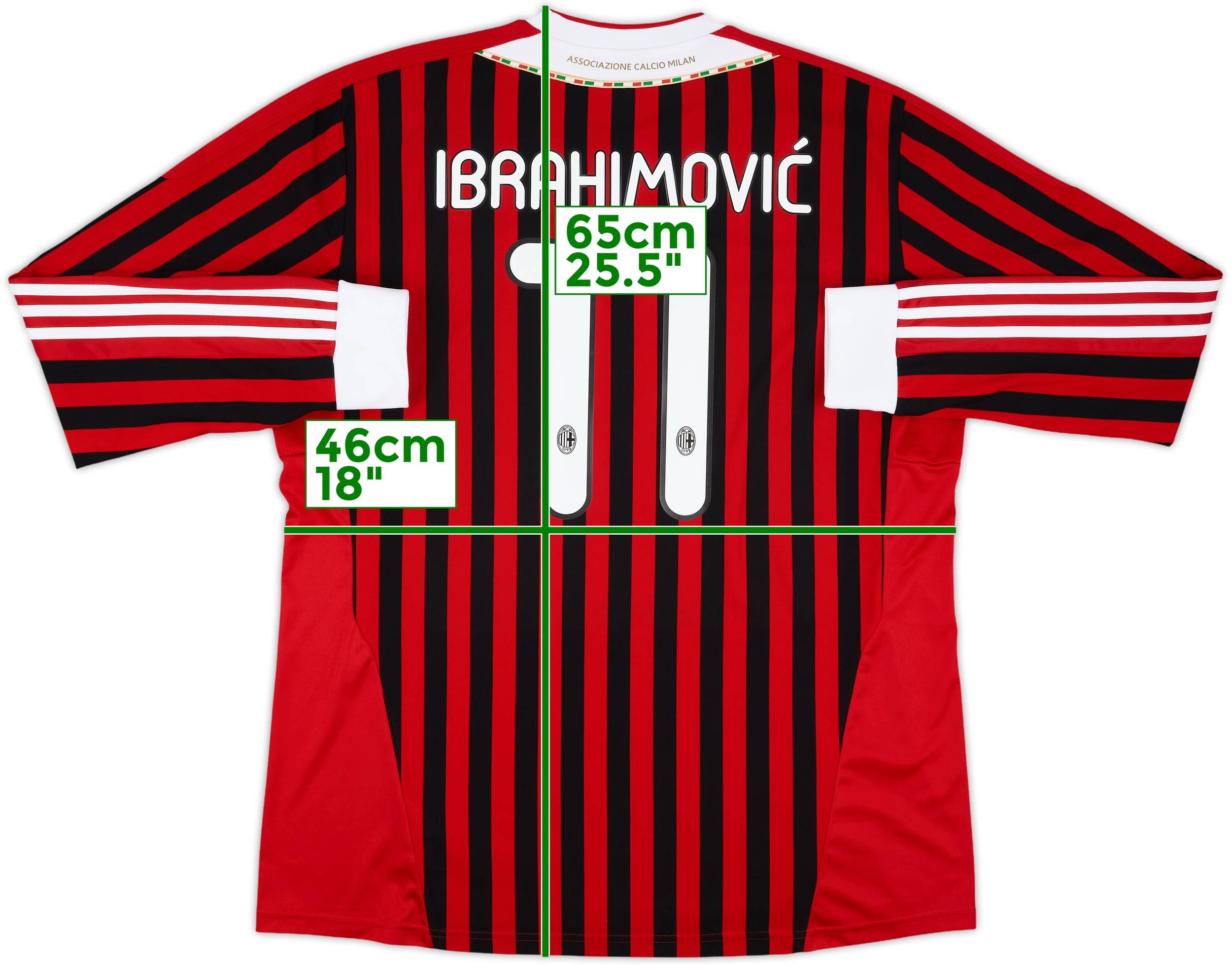 2011-12 AC Milan Home L/S Shirt Ibrahimovic #11 - 10/10 - (XXL)