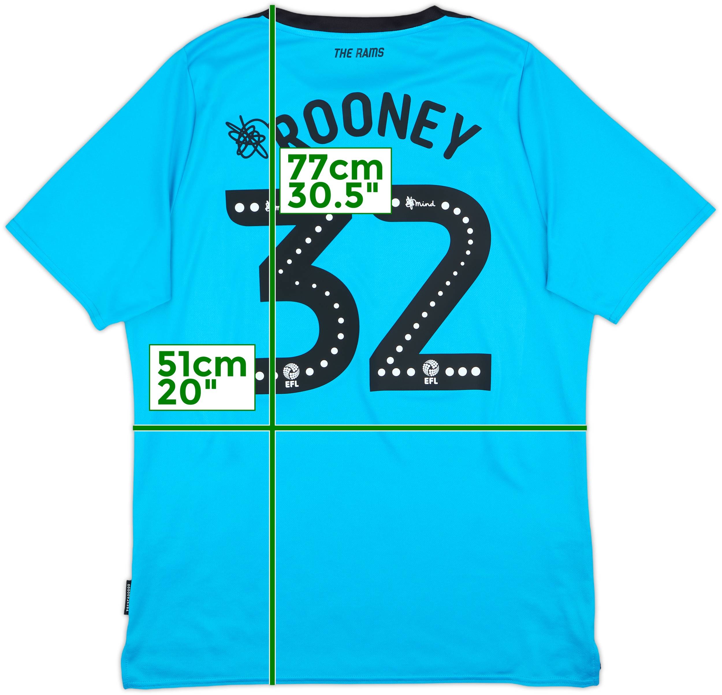 2019-20 Derby County Away Shirt Rooney #32 - 8/10 - (L)