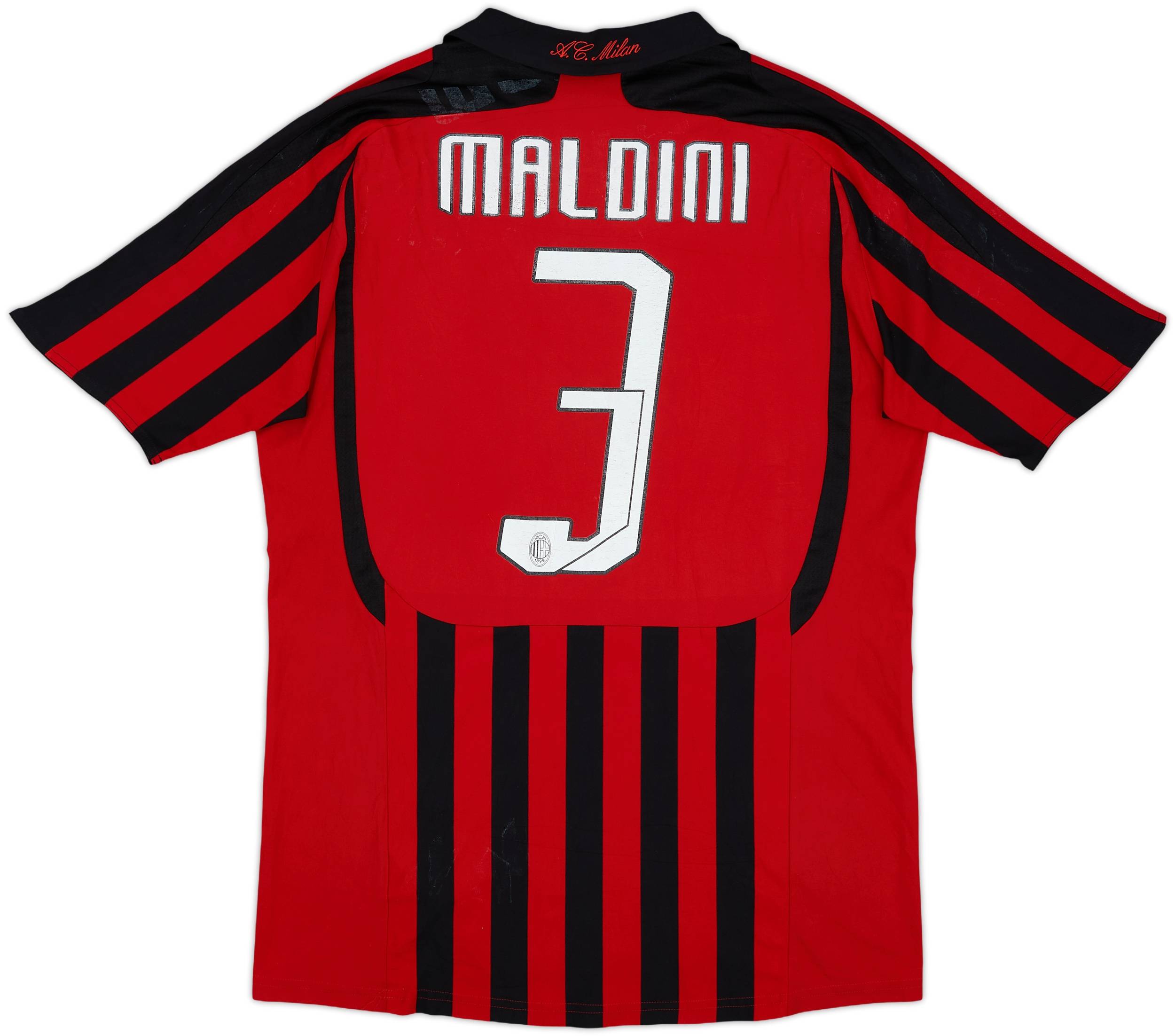2007-08 AC Milan Home Shirt Maldini #3 - 6/10 - (M)