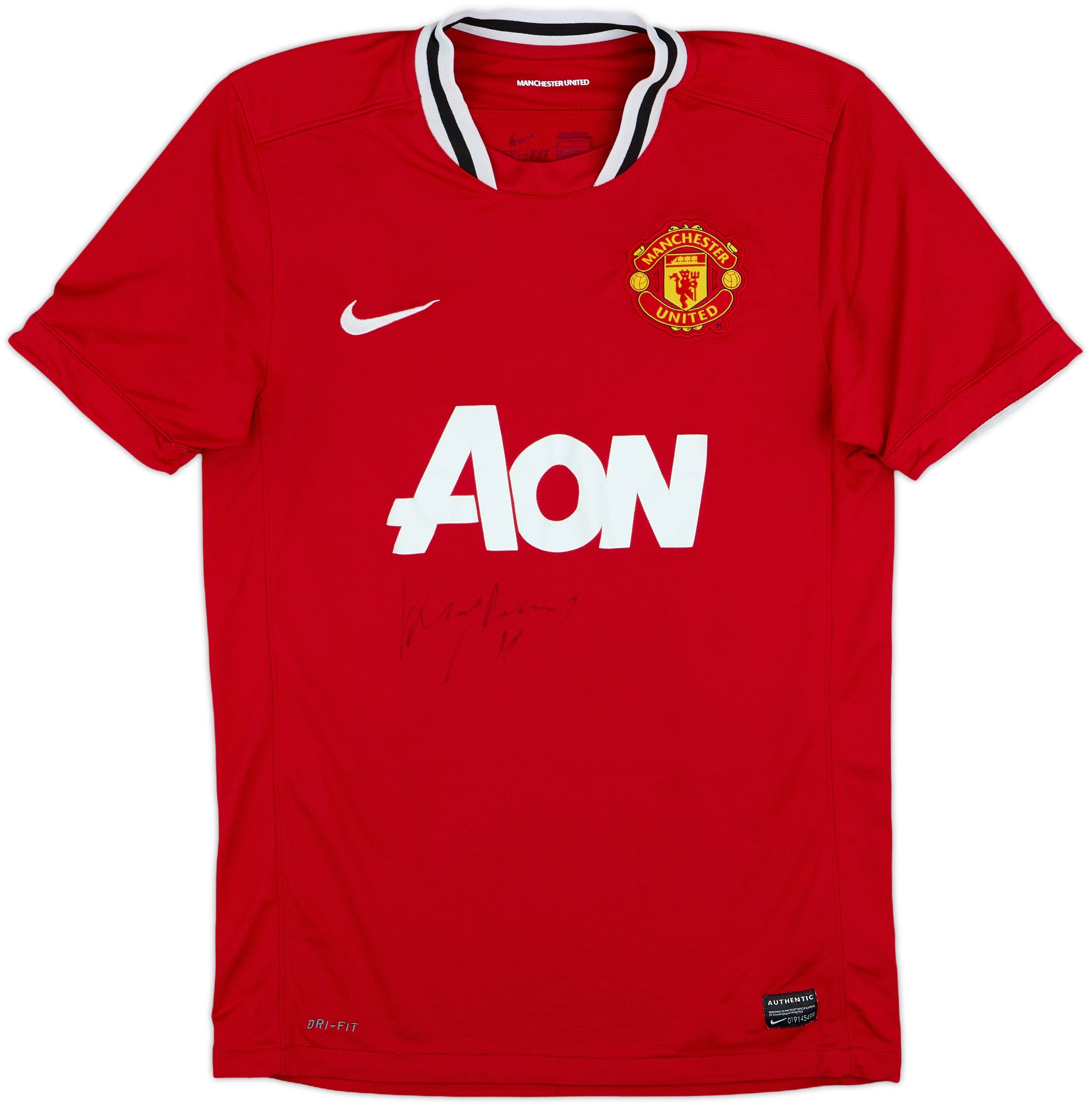 2011-12 Manchester United Signed Home Shirt J.S.Park #13 - 6/10 - (M)