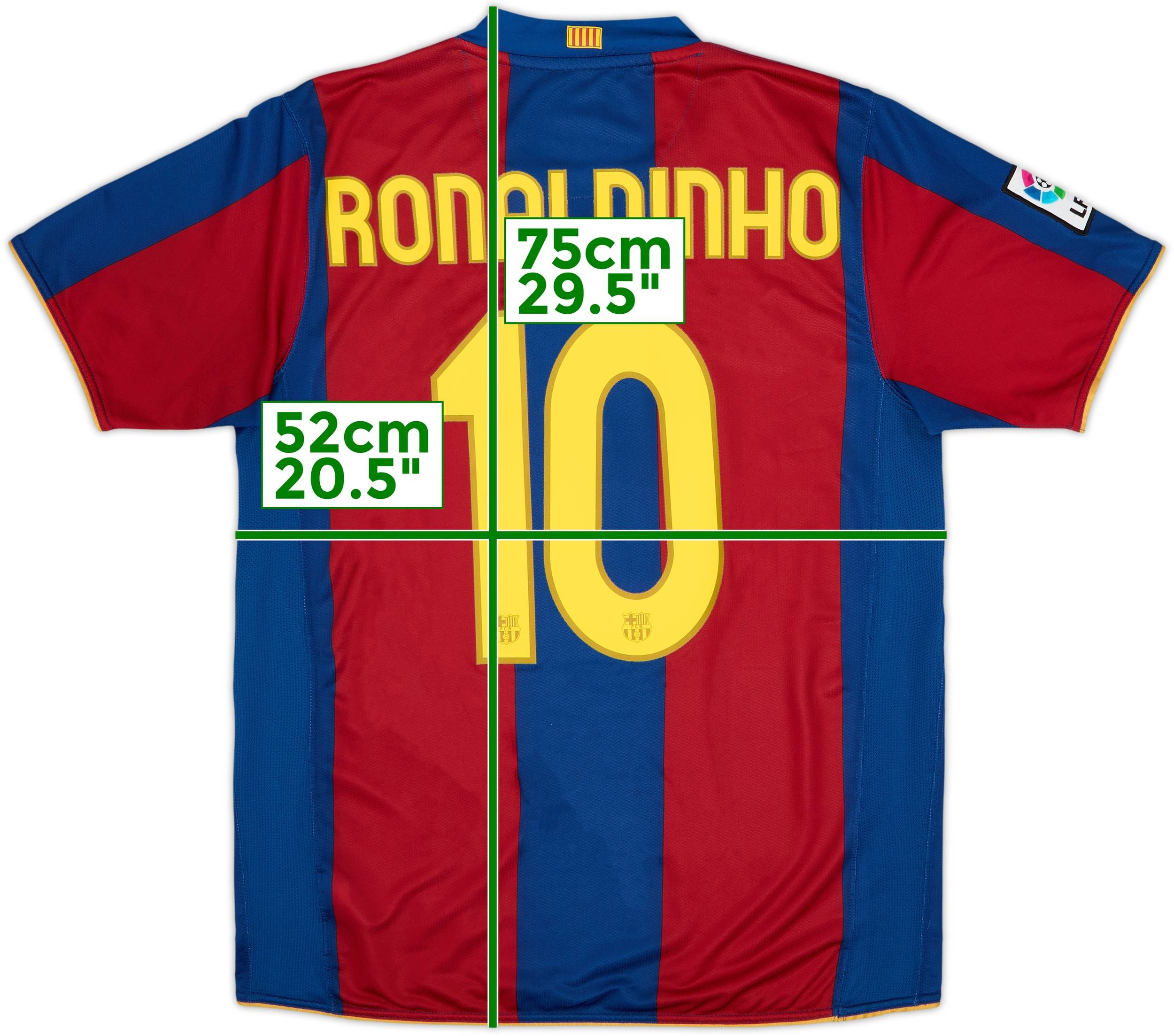 2007-08 Barcelona Home Shirt Ronaldinho #10 - 8/10 - (M)