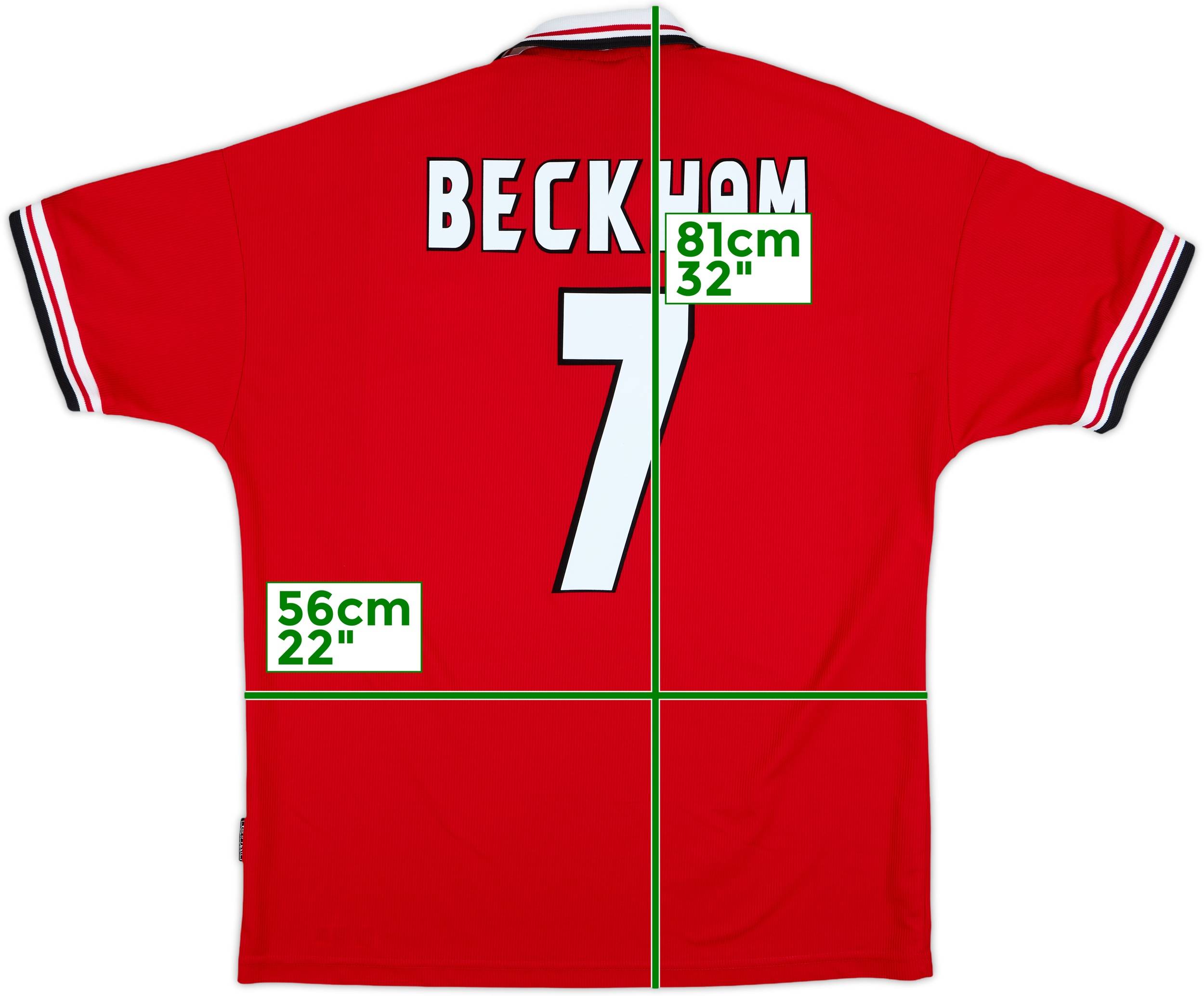 1998-00 Manchester United Home Shirt Beckham #7 - 8/10 - (XL)