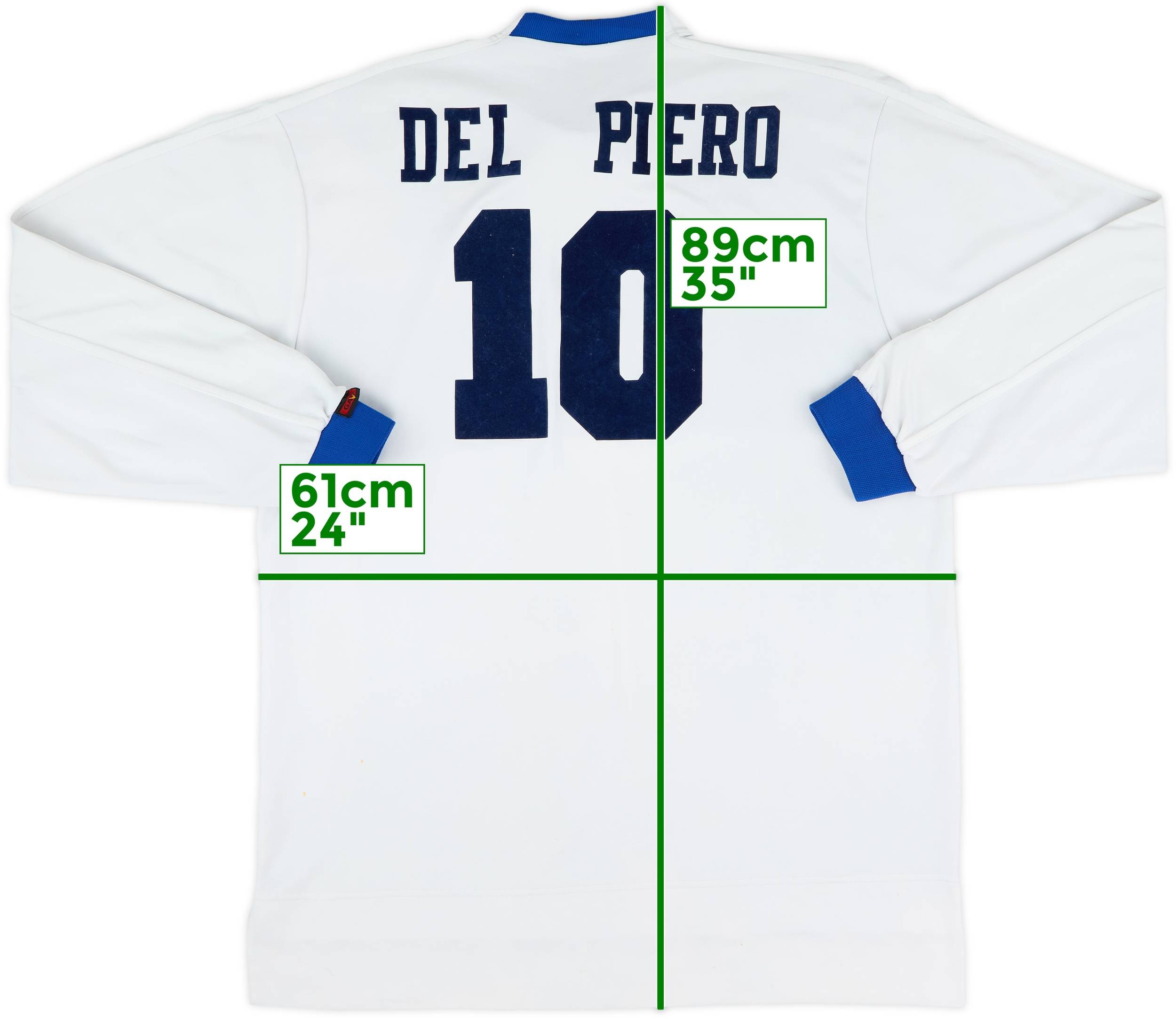 イタリア代表　デルピエロ10番　football Italy away 1998-00 Italy Away L/S Shirt Del Piero #10 - 5/10 - (XXL)