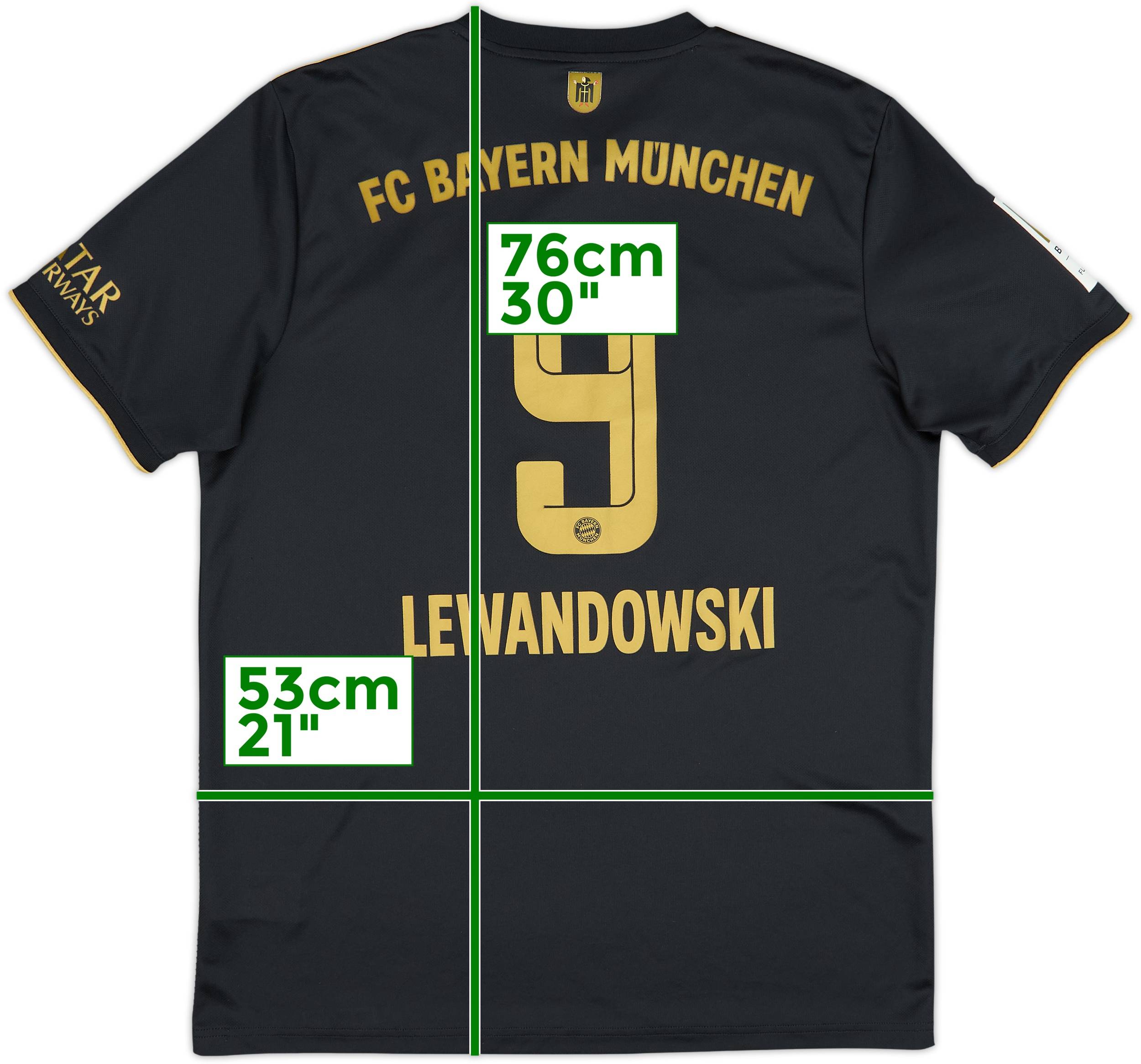 FCバイエルン・ミュンヘン LEWANDOWSKI Mサイズシャツ 2021-22 Bayern Munich Away Shirt Lewandowski #9 - 10/10 - (L)