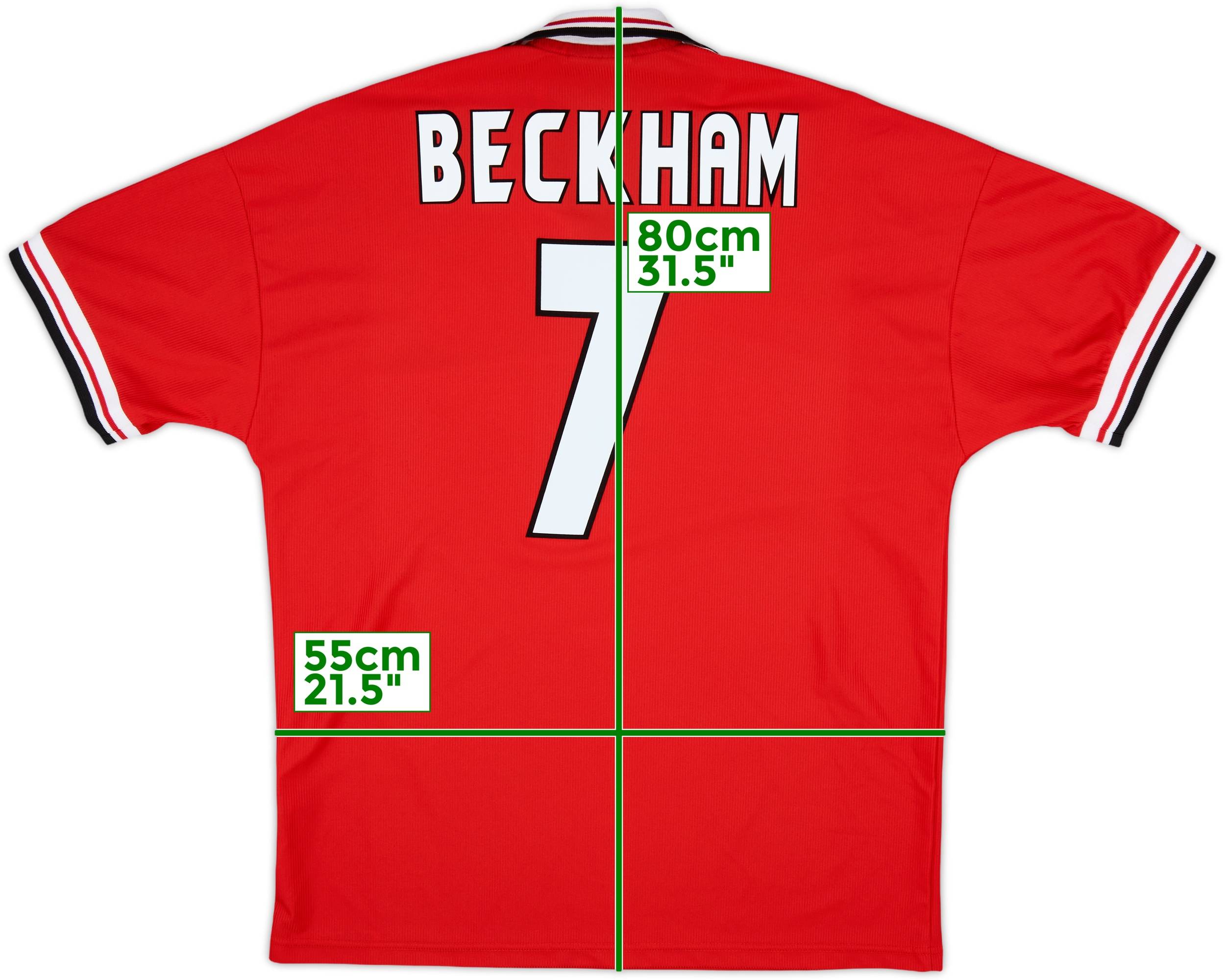 1998-00 Manchester United Home Shirt Beckham #7 - 8/10 - (XL)