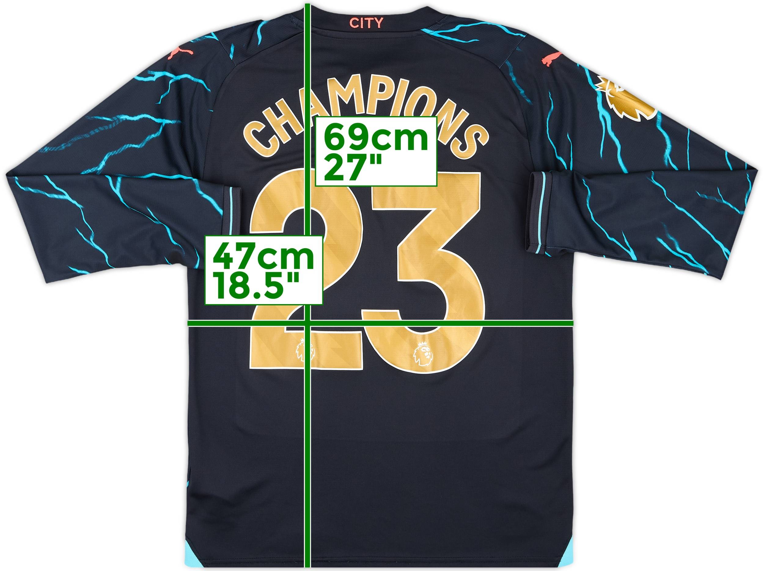 2023-24 Manchester City Third L/S Shirt Champions #23 - 8/10 - (M)