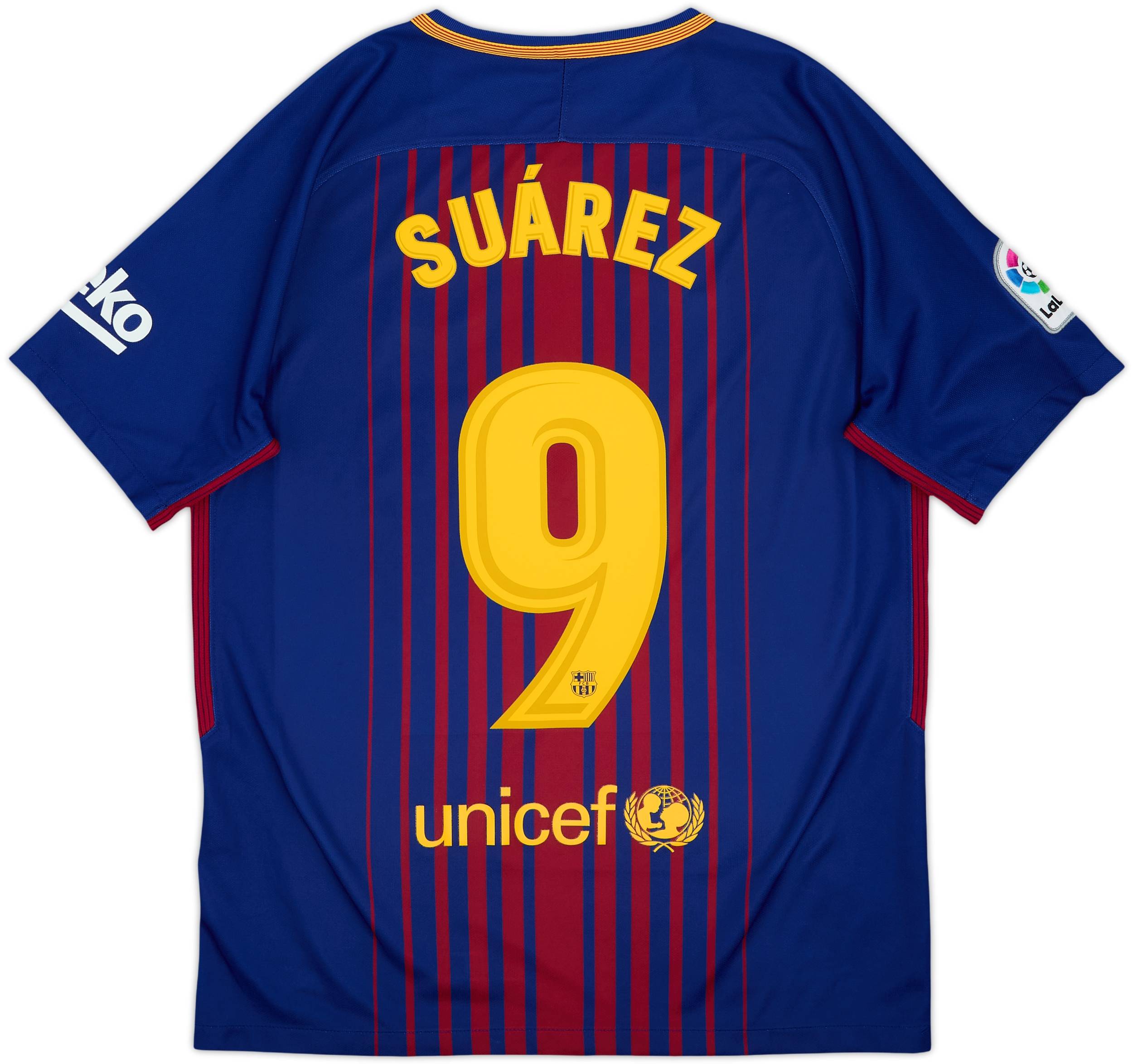 2017-18 Barcelona Home Shirt Suarez #9 - 8/10 - (M)
