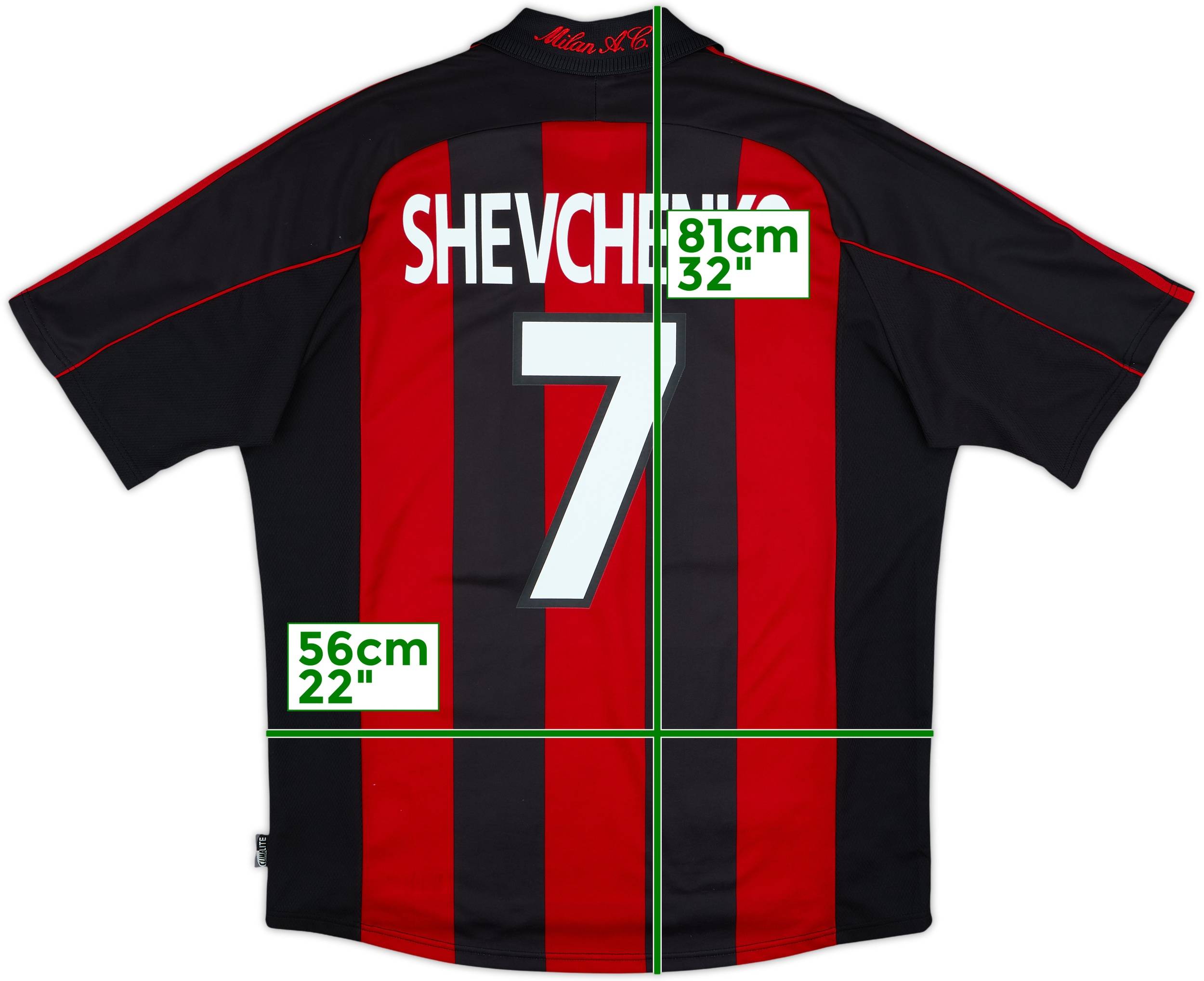 2000-02 AC Milan Home Shirt Shevchenko #7 - 9/10 - (L)
