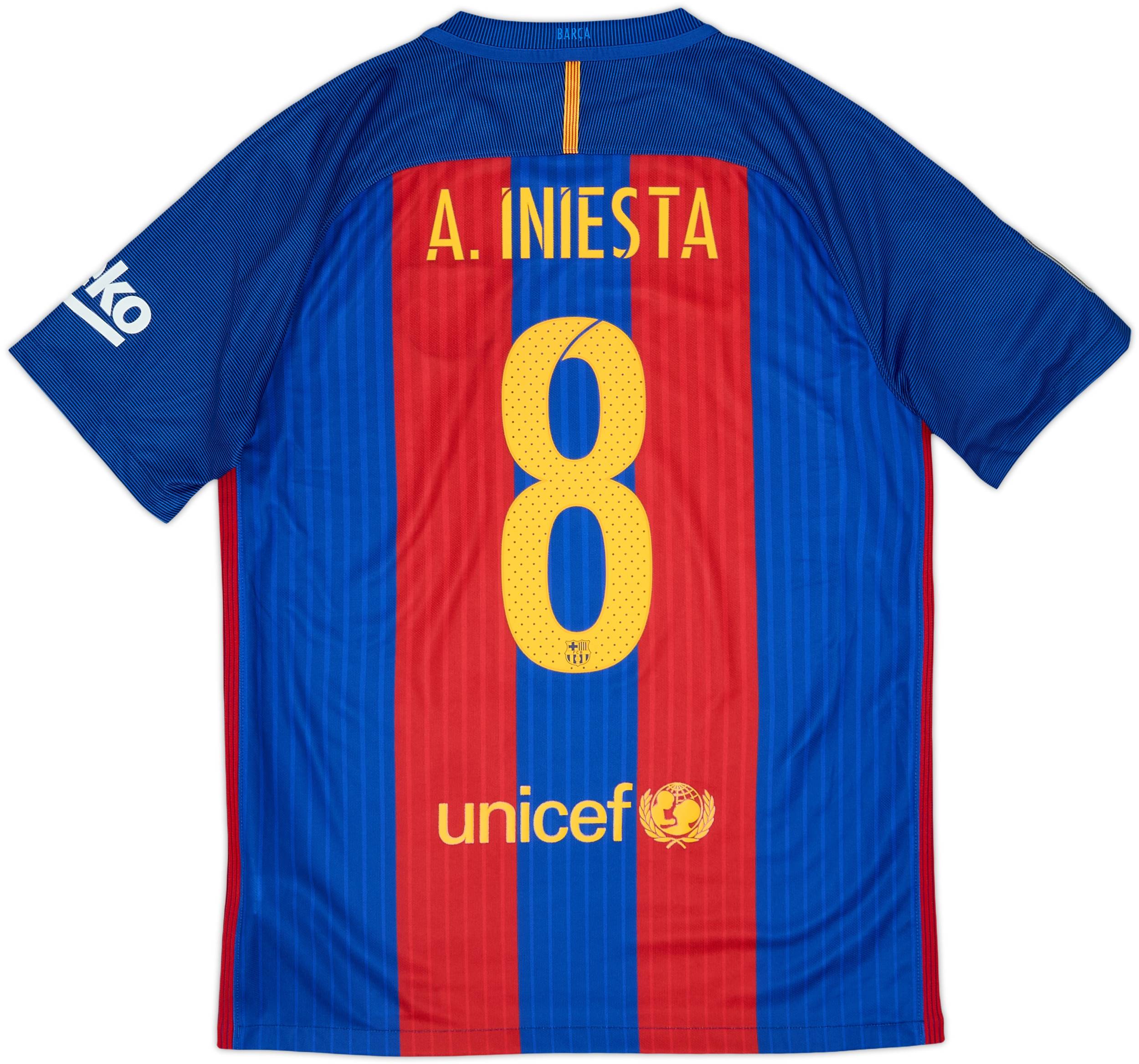 2016-17 Barcelona Home Shirt A.Iniesta #8 - 9/10 - (M)