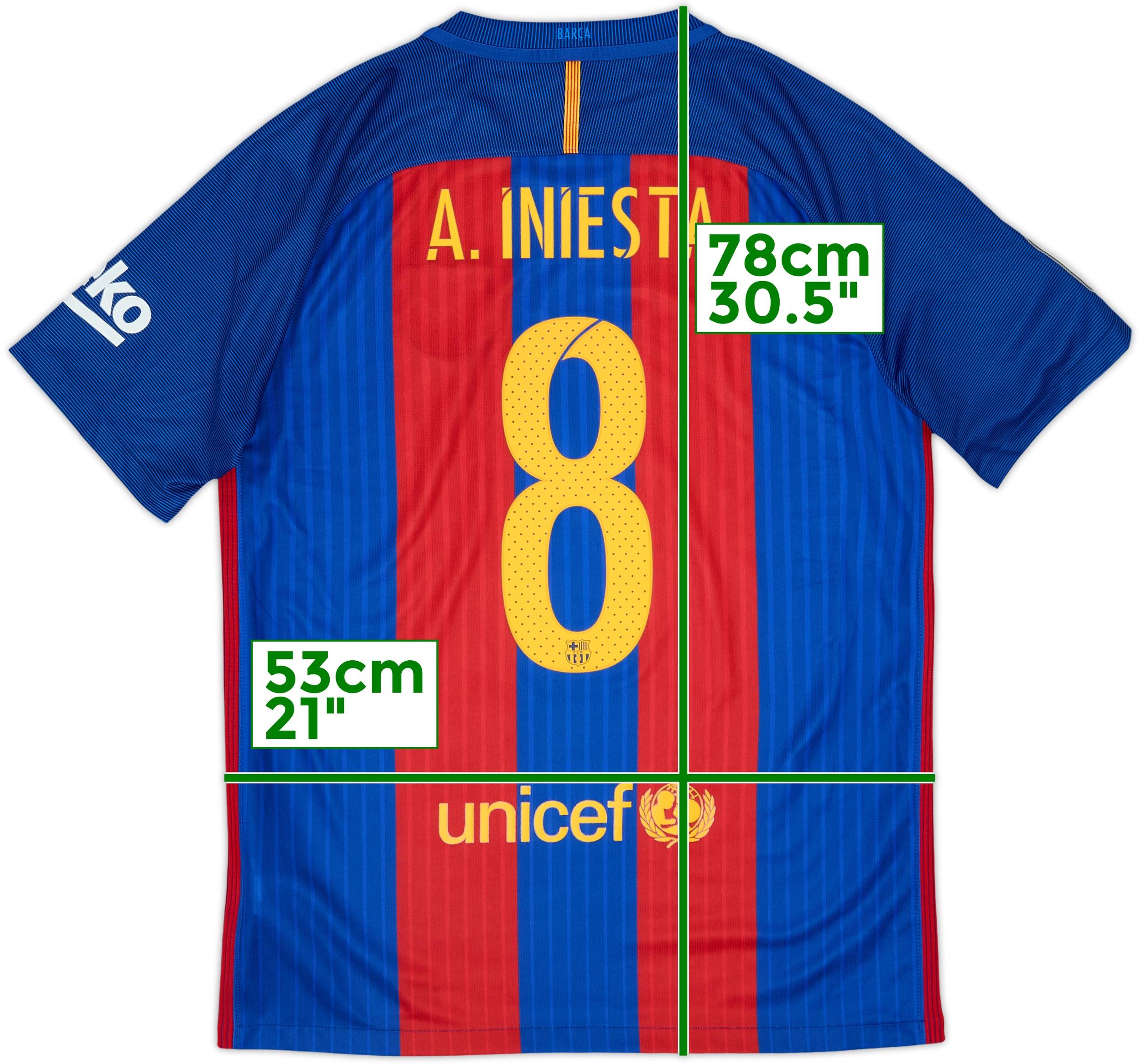 2016-17 Barcelona Home Shirt A.Iniesta #8 - 9/10 - (M)