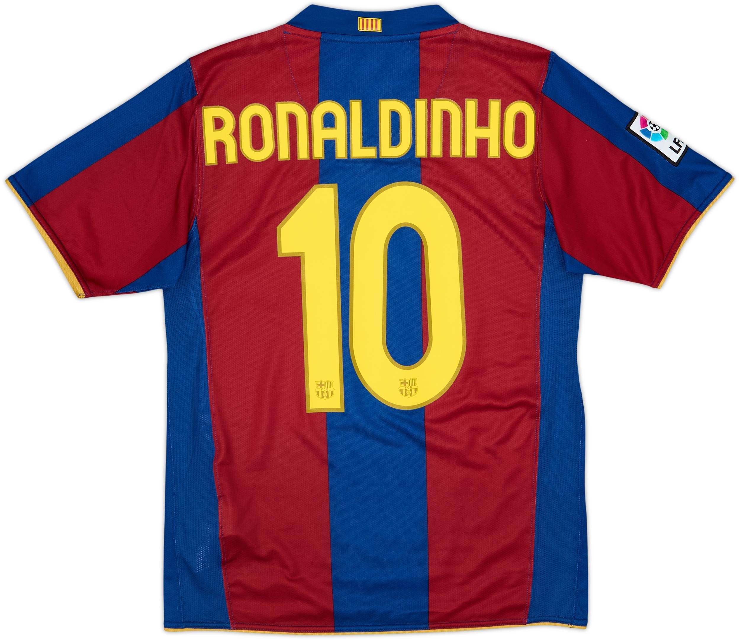 バルセロナ 半袖 ユニフォーム RONALDINHO 10番 2007-08 Barcelona Home Shirt Ronaldinho #10 - 8/10 - (S)