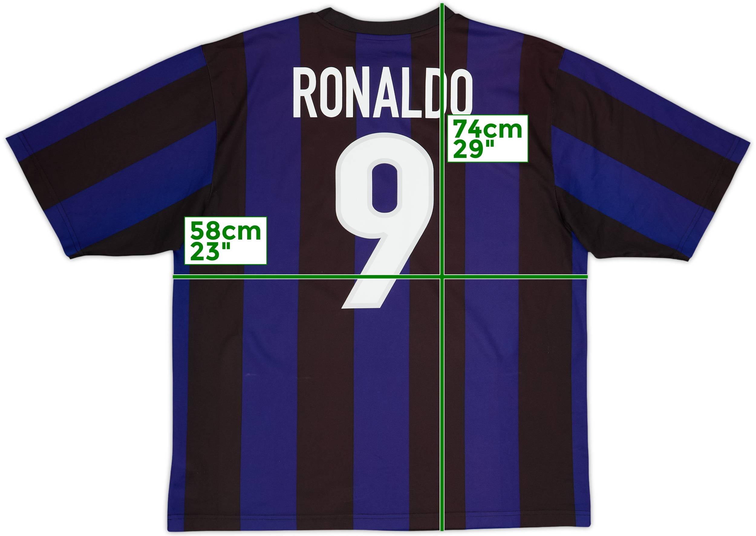 最終価格　90s Inter Milan Ronaldo サッカーTシャツ 1999-00 Inter Milan Basic Home Shirt Ronaldo #9 - 6/10 - (L)