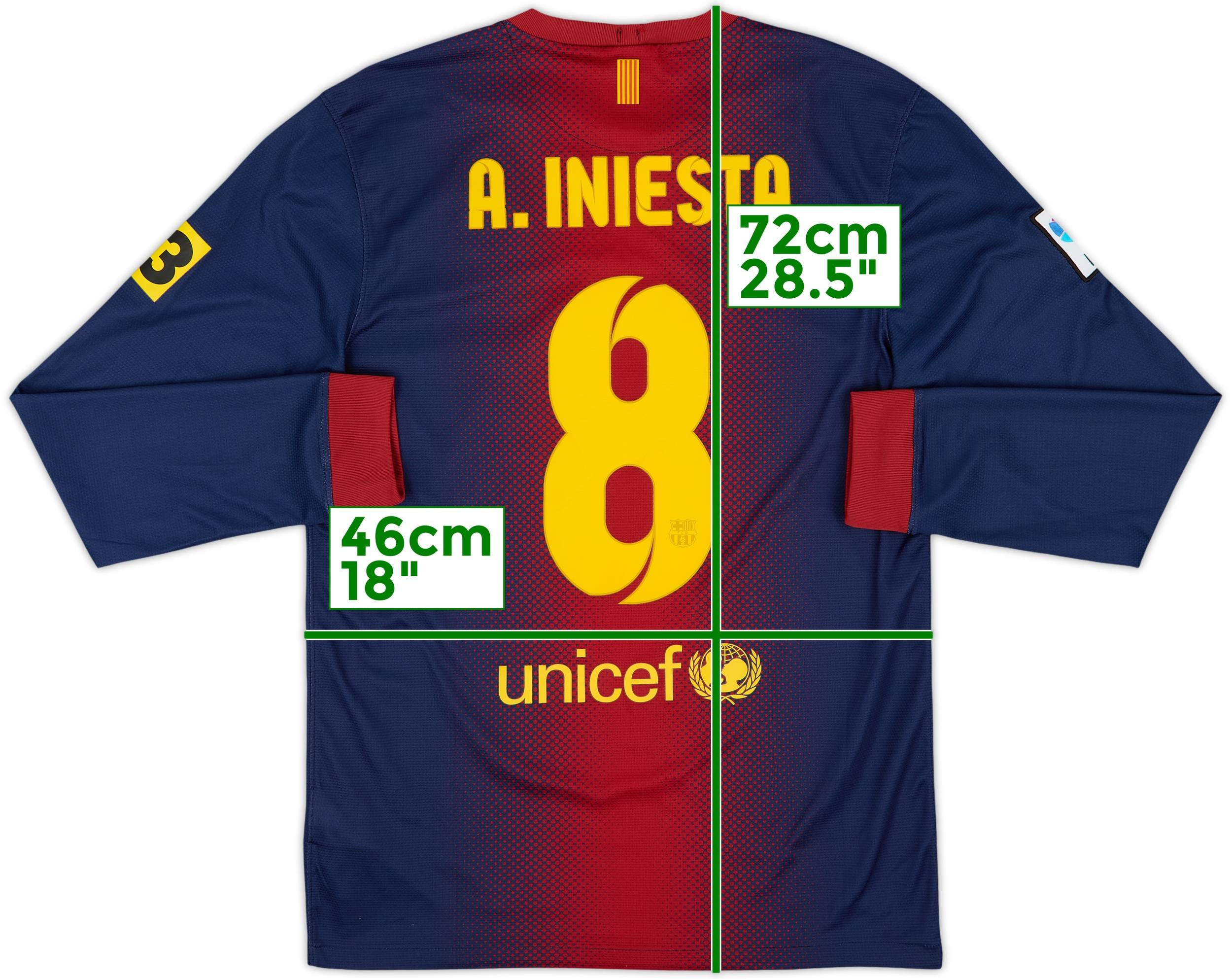 2012-13 Barcelona Home L/S Shirt A.Iniesta #8 - 8/10 - (S)