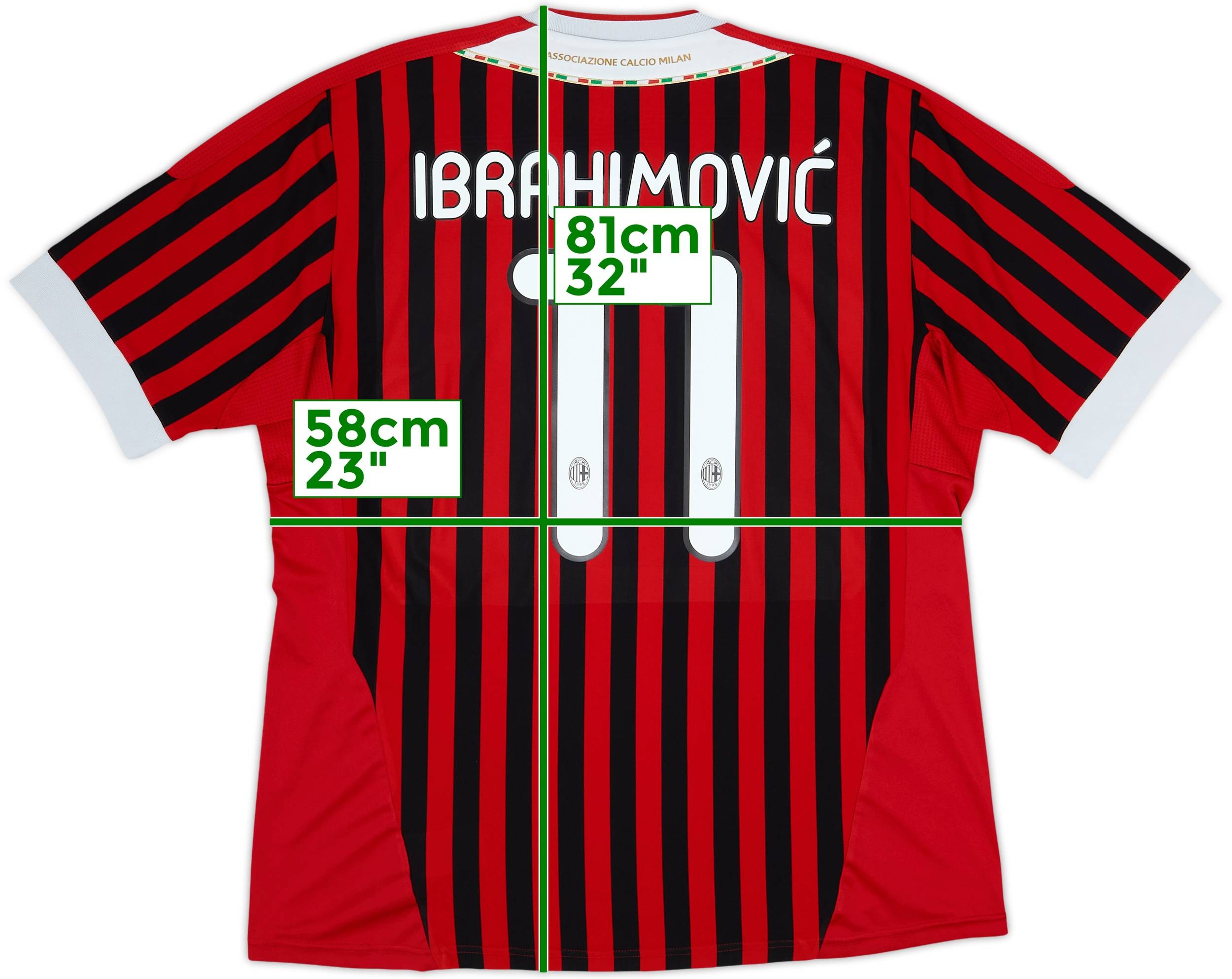 2011-12 AC Milan Home Shirt Ibrahimovic #11 - 8/10 - (XL)