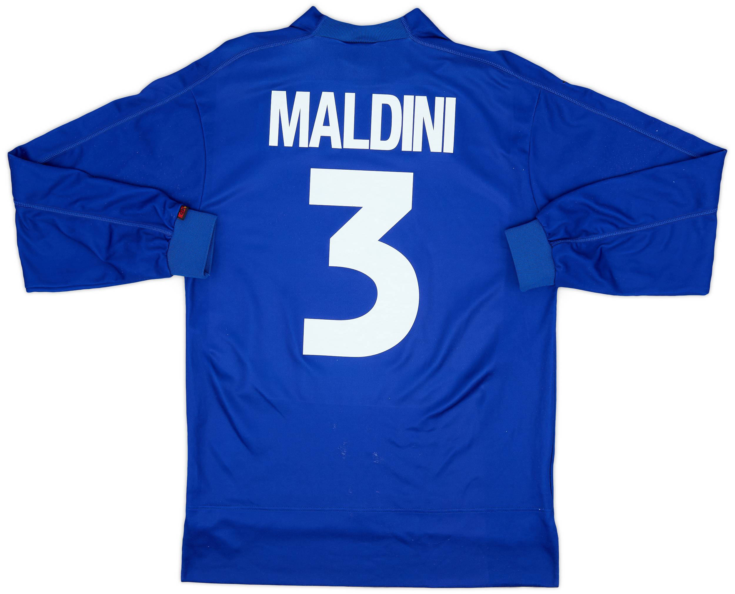 1998-99 Italy Home L/S Shirt Maldini #3 - 7/10 - (S)