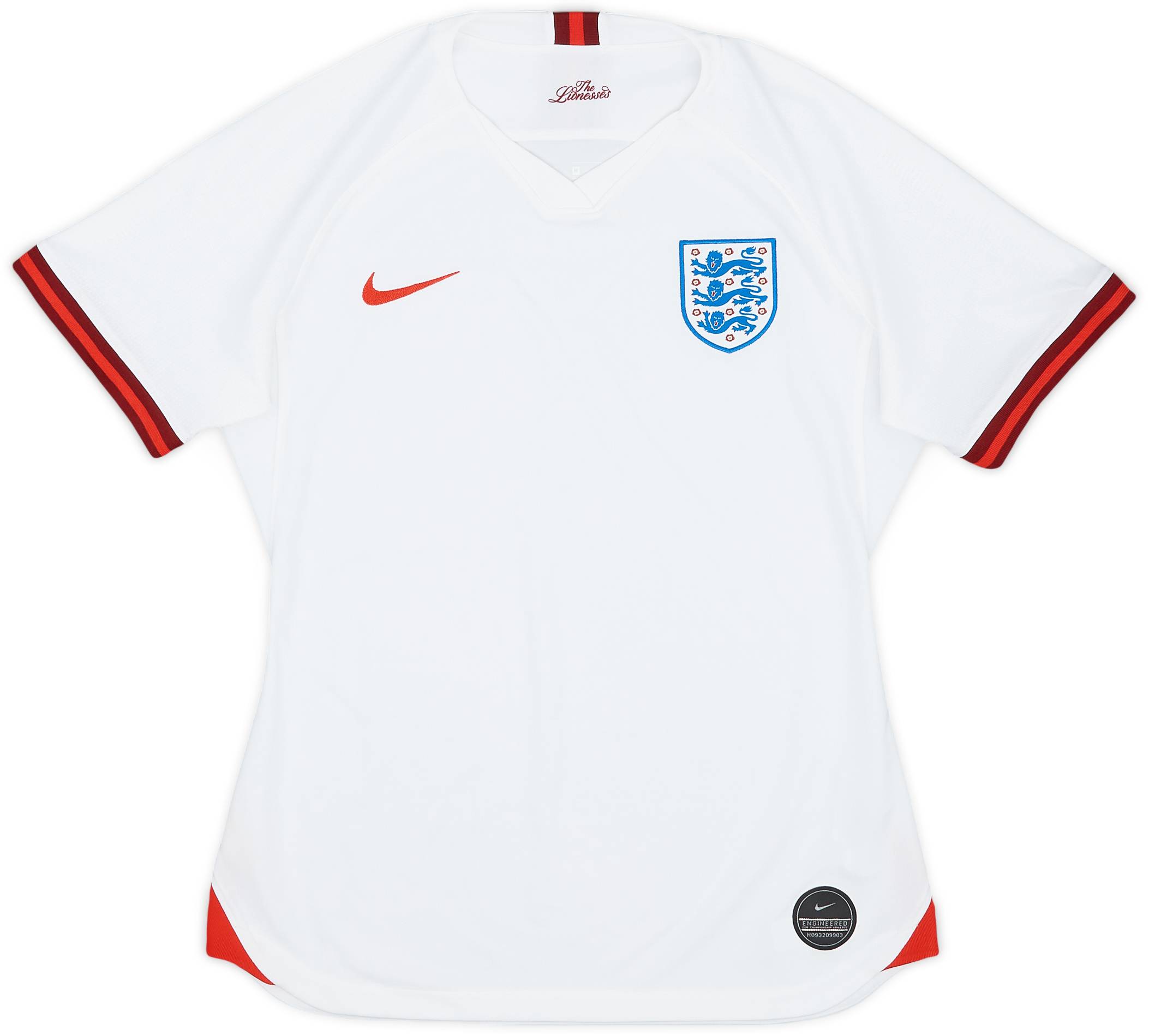 2019 England Lionesses Home Shirt - 9/10 - (Women's M)