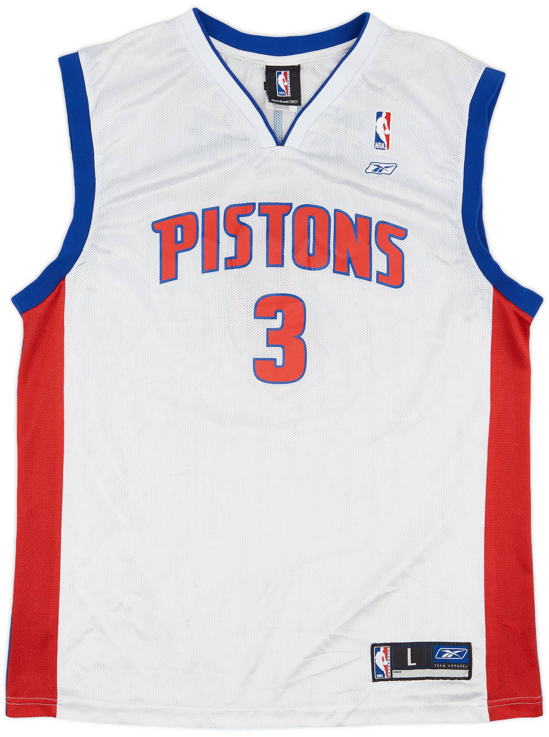 2002 06 Detroit Pistons Wallace 3 Reebok Home Jersey 6 10 L
