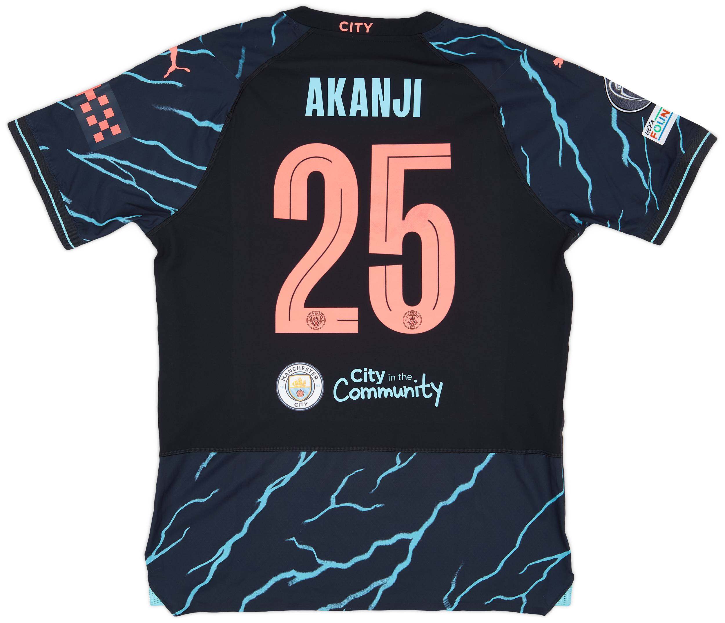 2023-24 Manchester City Match Issue Champions League Third Shirt Akanji #25