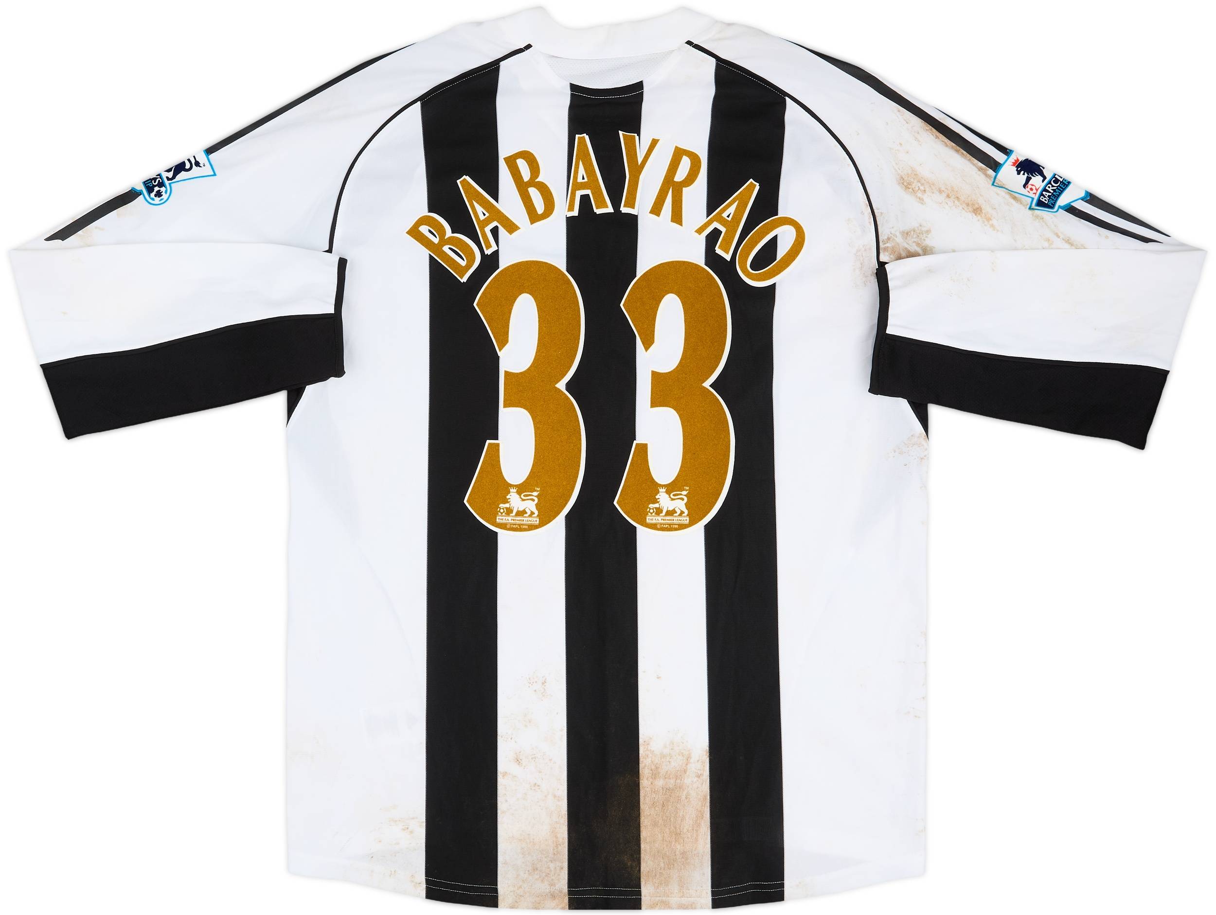 2005-06 Newcastle Match Worn Signed Home L/S Shirt Babayrao #33