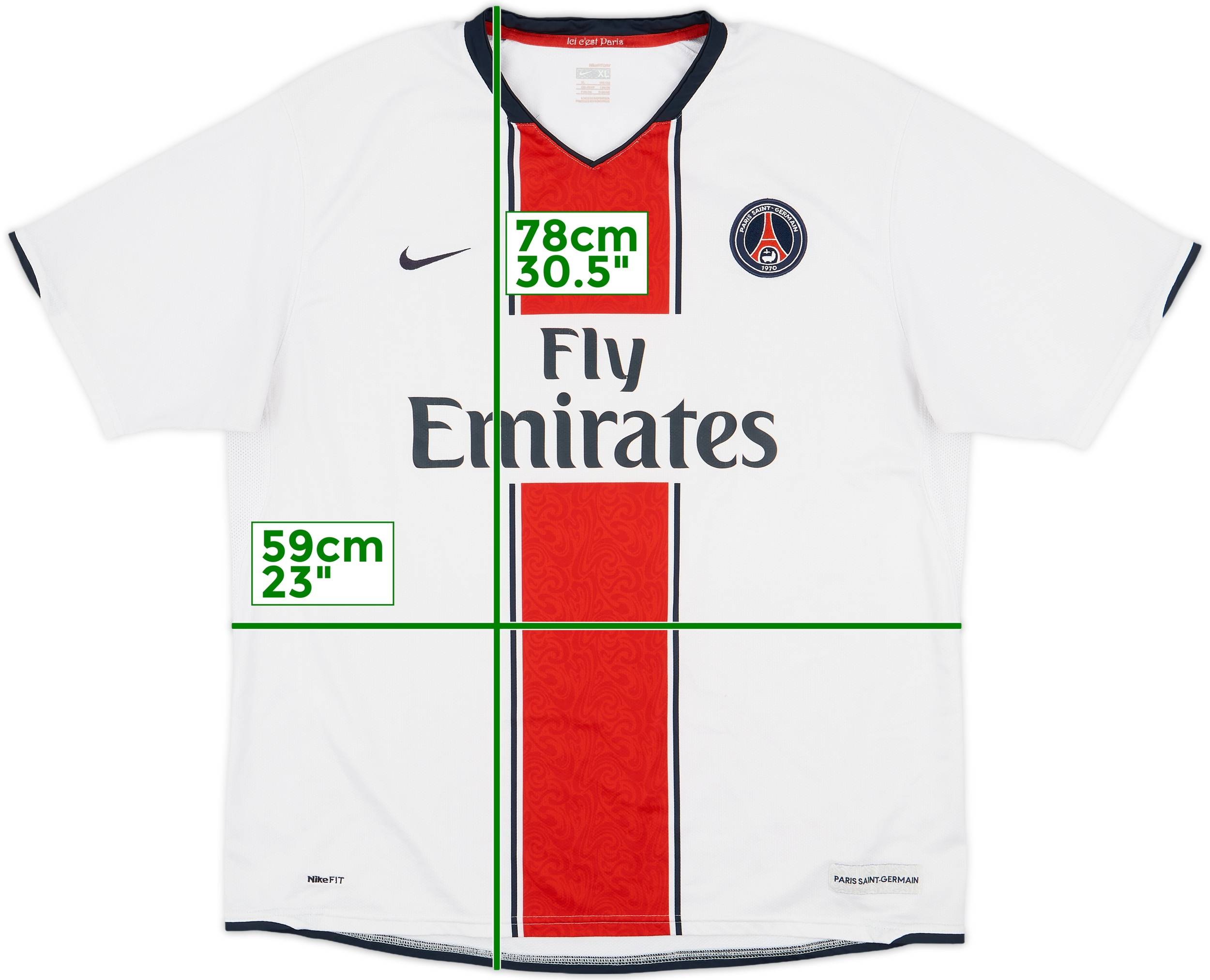 PARIS SAINT GERMAIN セカンドアウェイゲームシャツ（XL） 2007-08 Paris Saint-Germain Away Shirt - 7/10 - (XL)