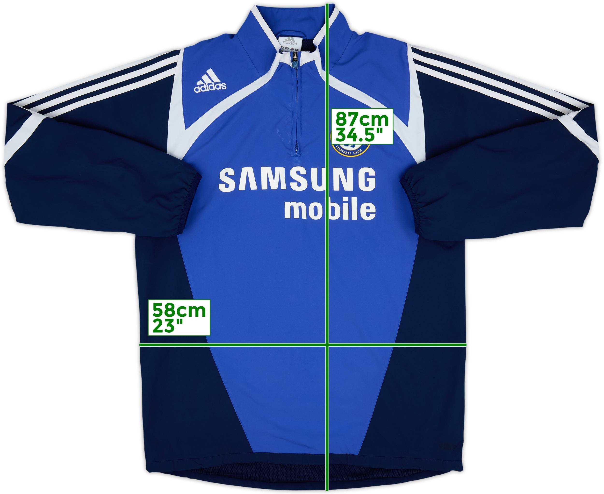 2007-08 Chelsea adidas 1/4 Zip Track Jacket - 8/10 - (M)