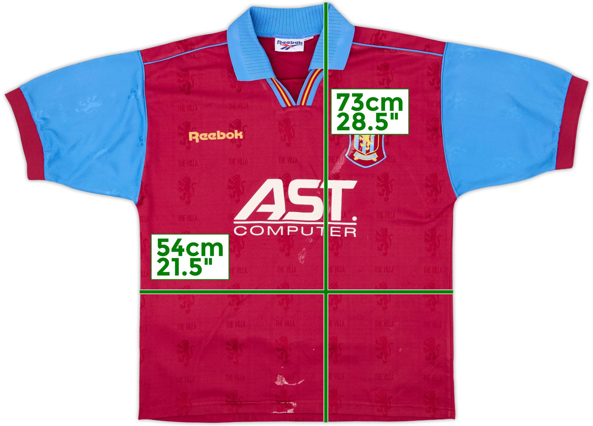 アストンヴィラ Aston Villa 95ー97 ユニフォーム　Reebok 1995-97 Aston Villa Home Shirt - 7/10 - (M)