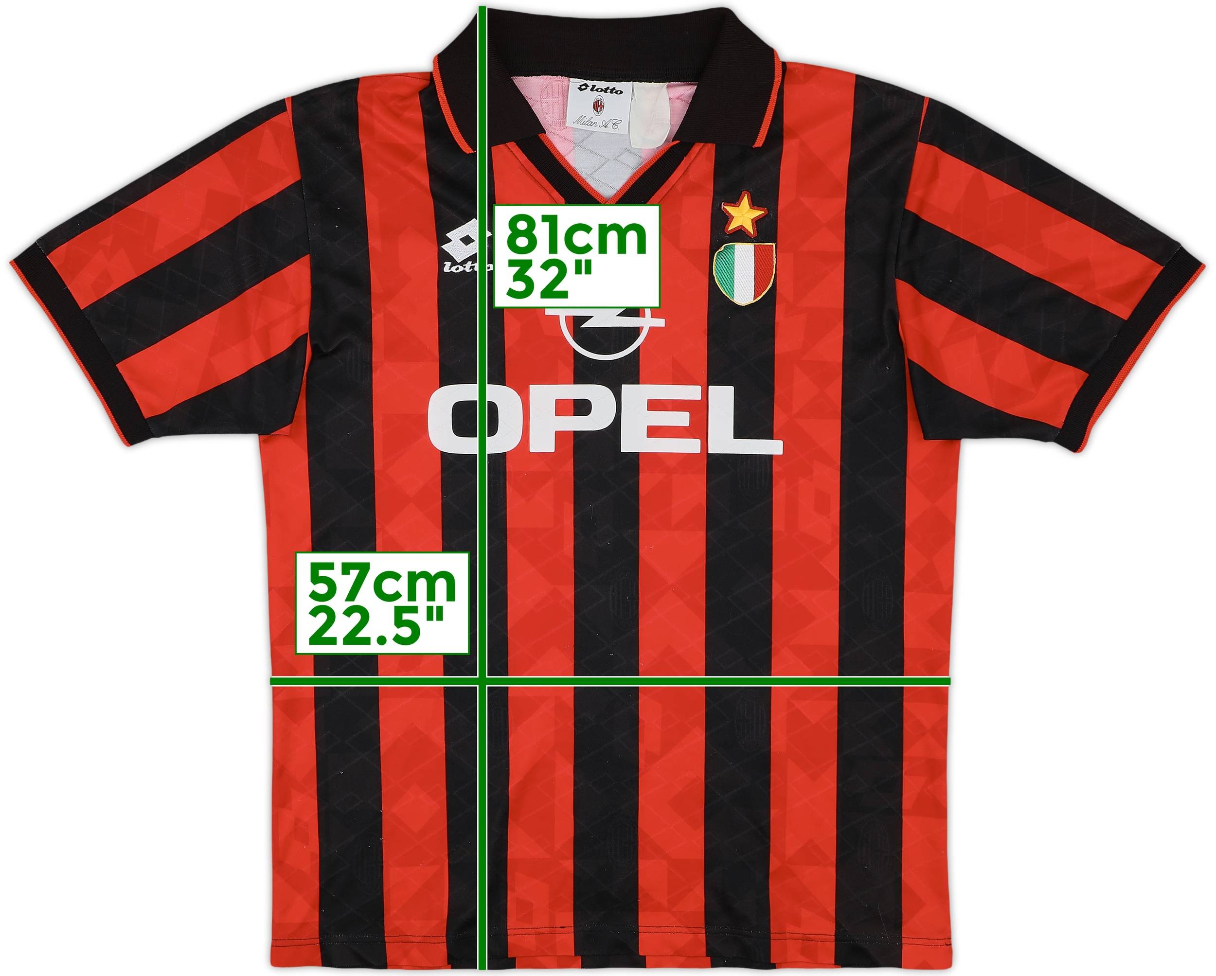 【正規品】AC MILAN HOME KIT 1993/1994 1993-94 AC Milan Home Lotto Shirt - Excellent L - Football