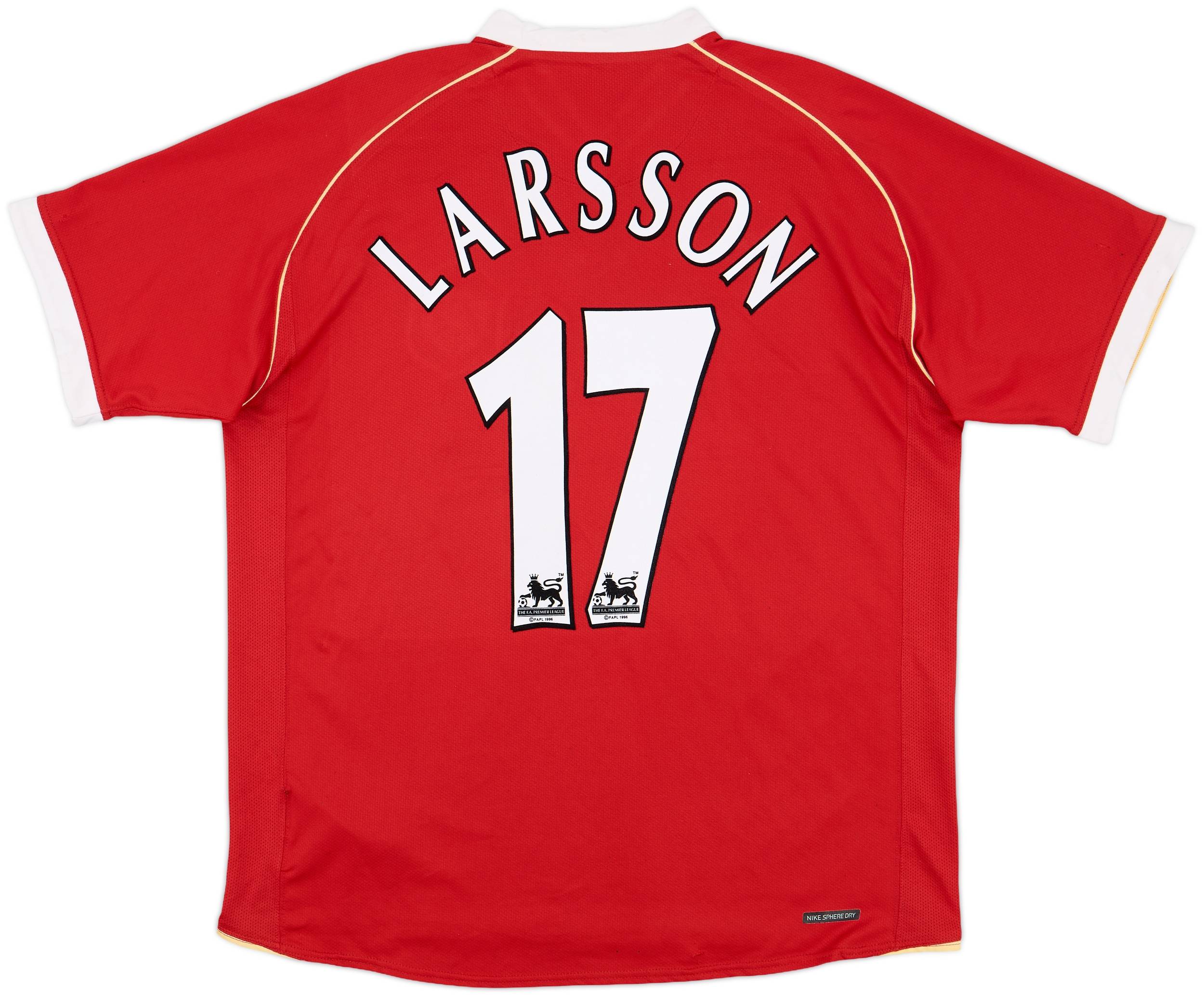 2006-07 Manchester United Home Shirt Larsson #17 - 9/10 - (L)