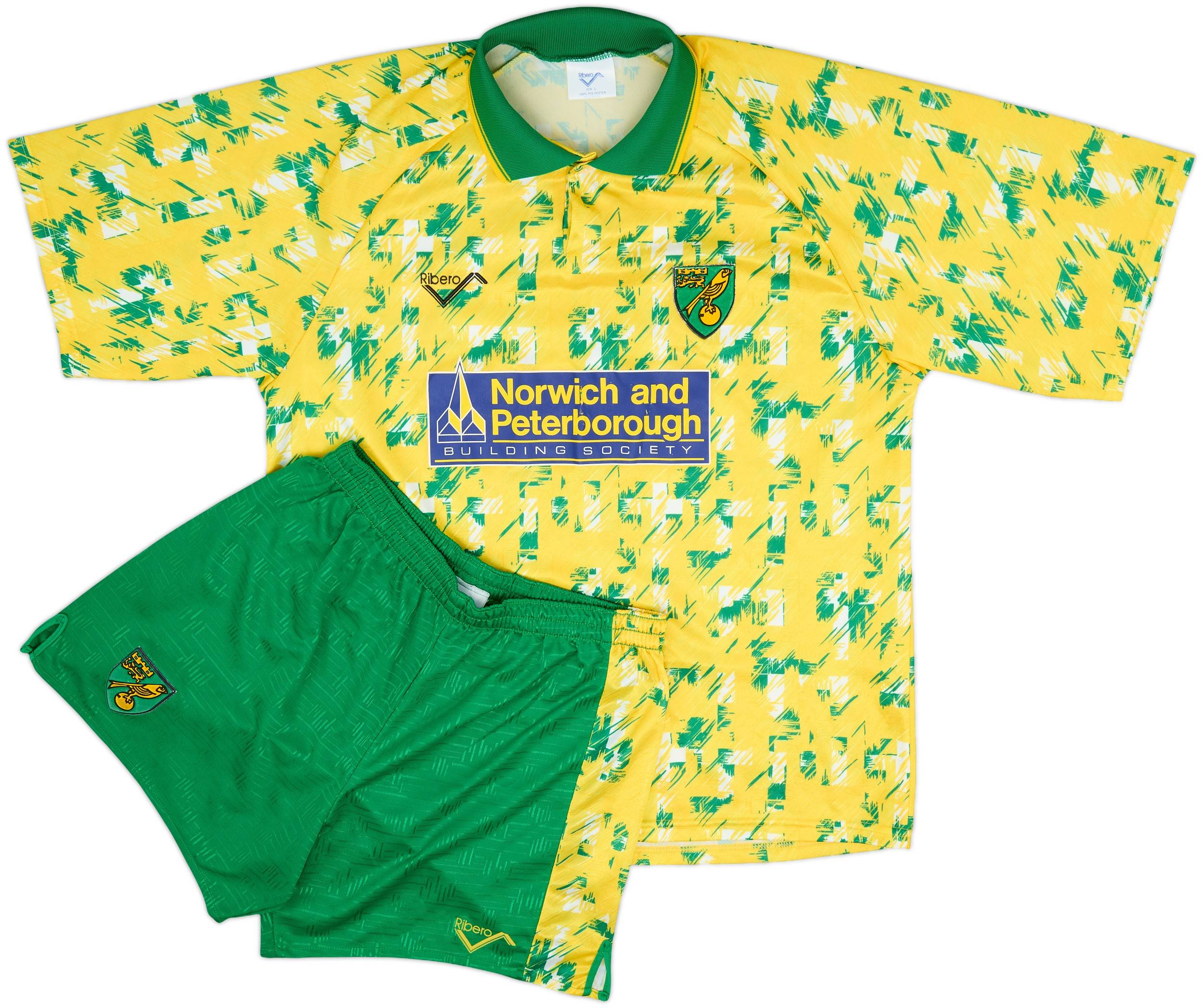 1992-94 Norwich Home Shirt and Shorts - 8/10 - (L)