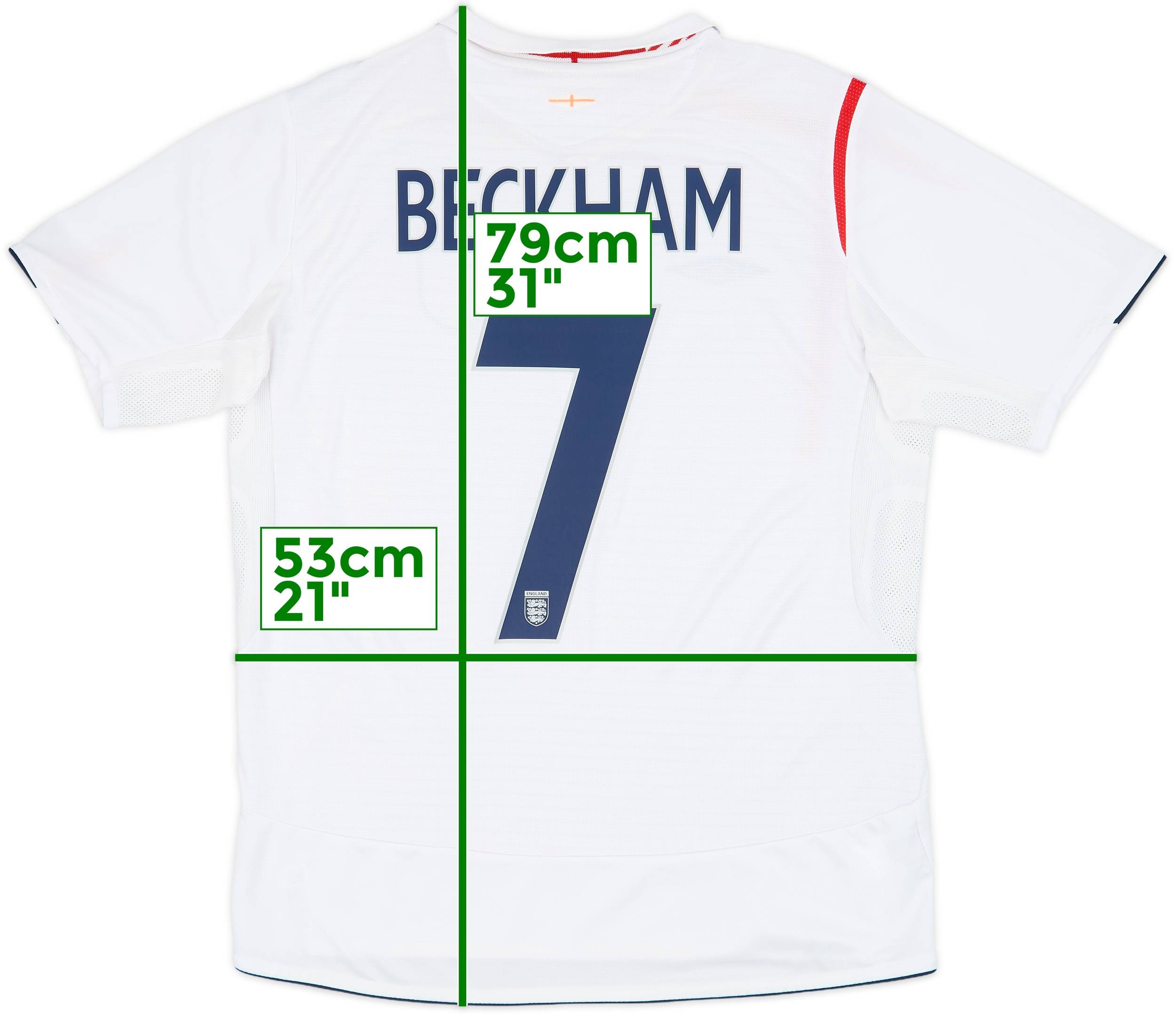 ウェア DEAD STOCK England game shirt BECKHAM 2007-09 England Home Shirt Beckham #7 - 7/10 - (XXL)