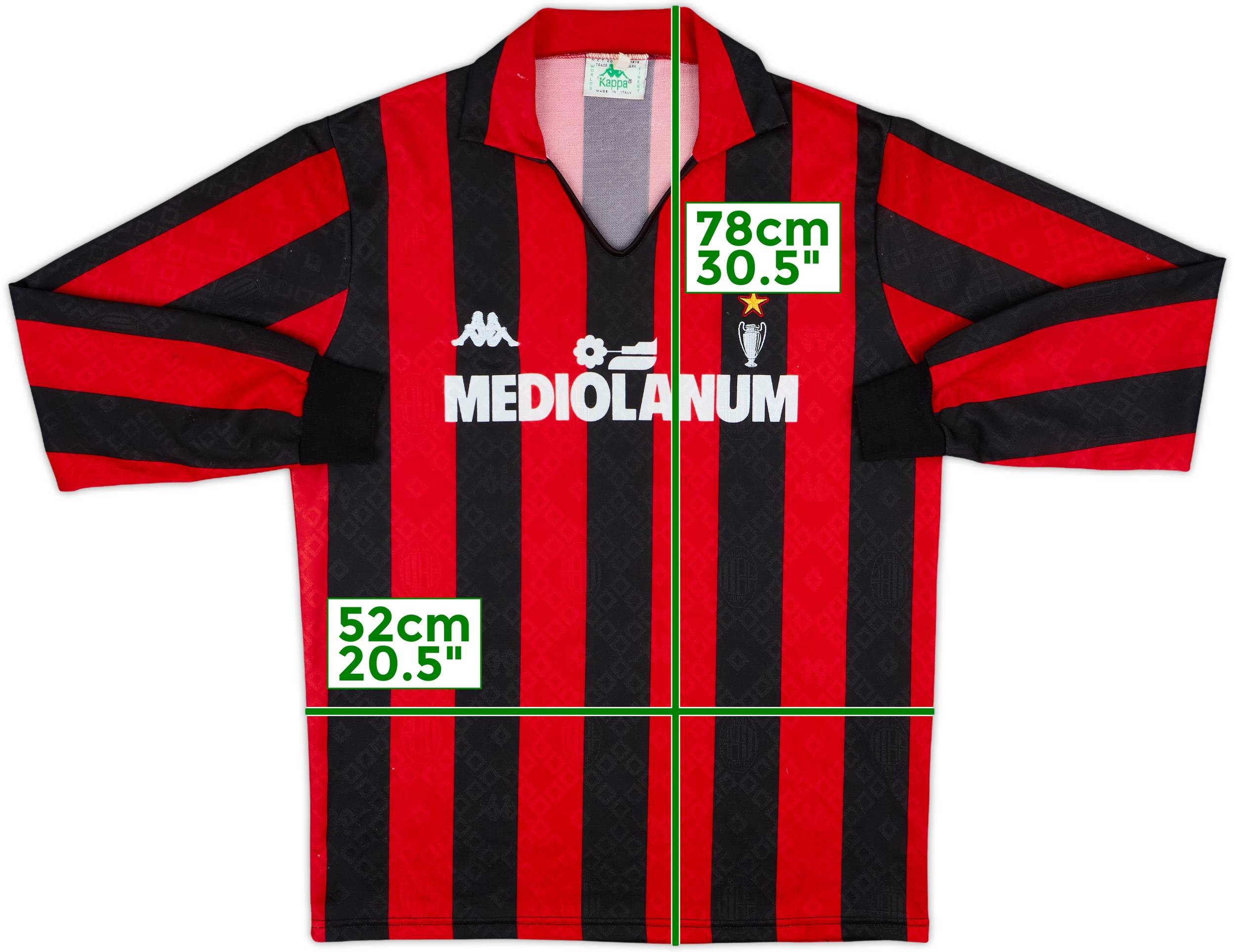 AC Milan ユニフォーム Kappa 背番号9 1988-89 AC Milan Home L/S Shirt - 9/10 - (XL)