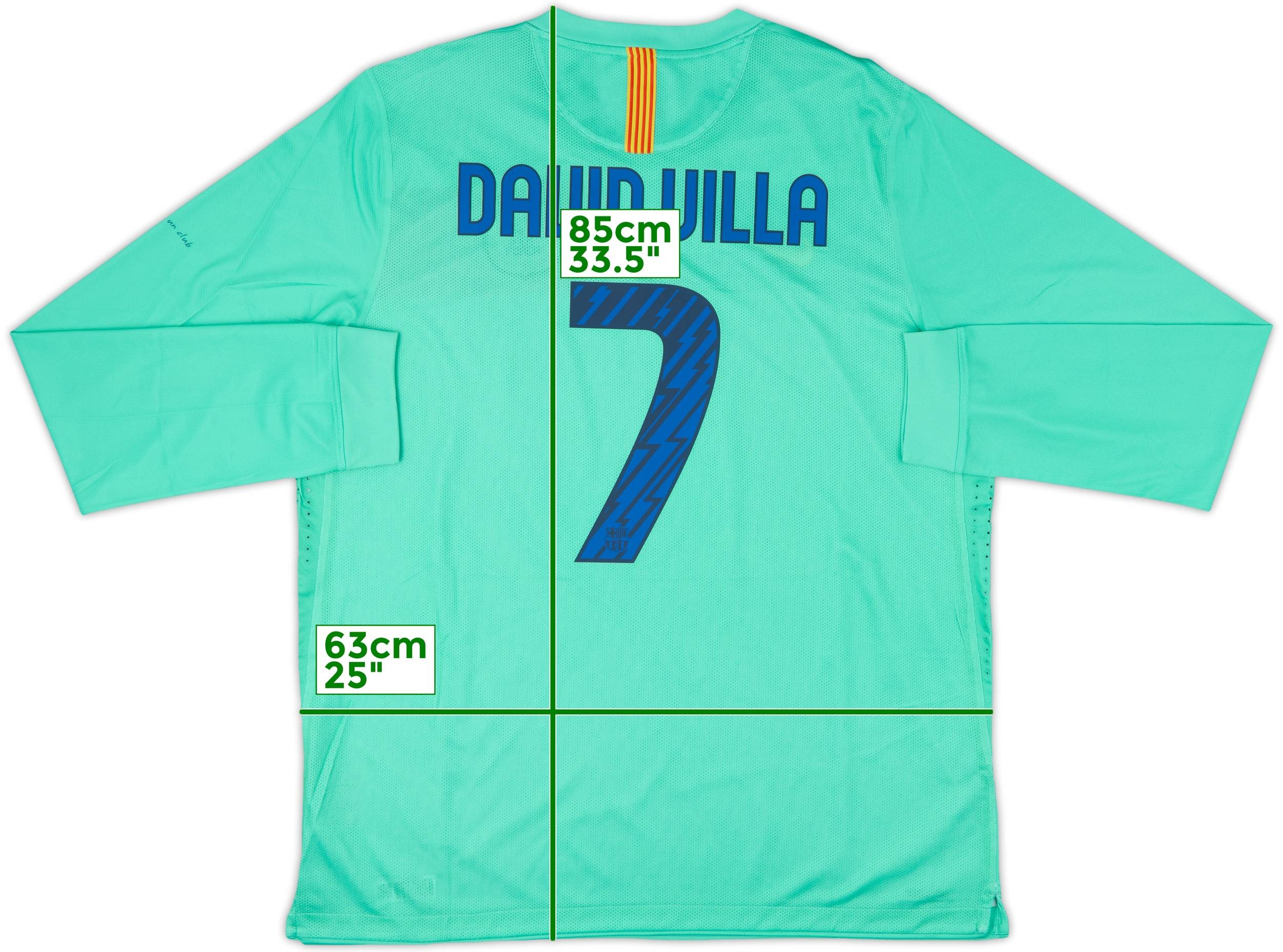 2010-11 Barcelona Player Issue Away L/S Shirt David Villa #7 - 10