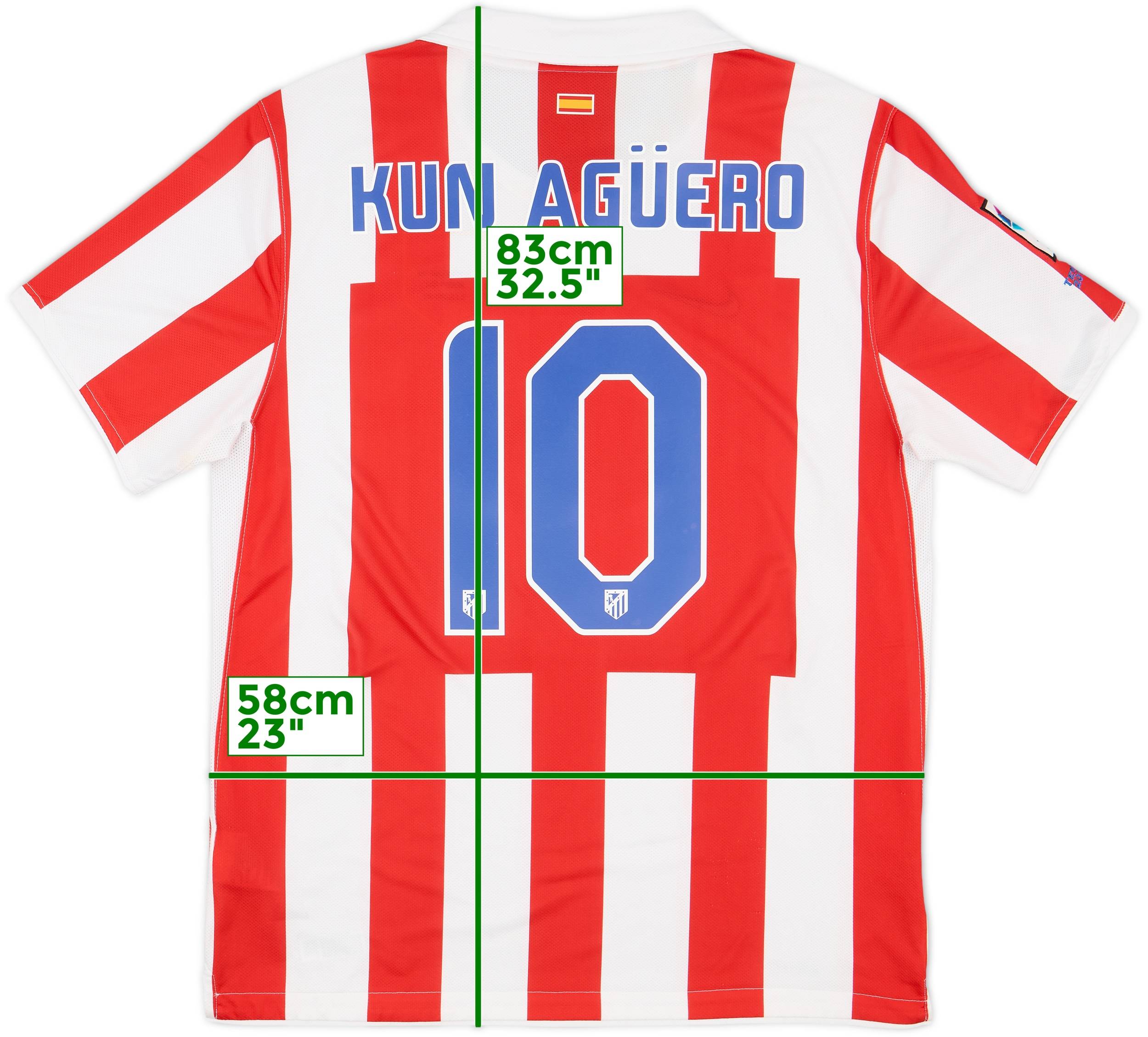 アトレティコ・マドリード シャツ 10 kun agüero 2010-11 Atletico Madrid Home Shirt Kun Aguero #10 - 9/10 - (XL)