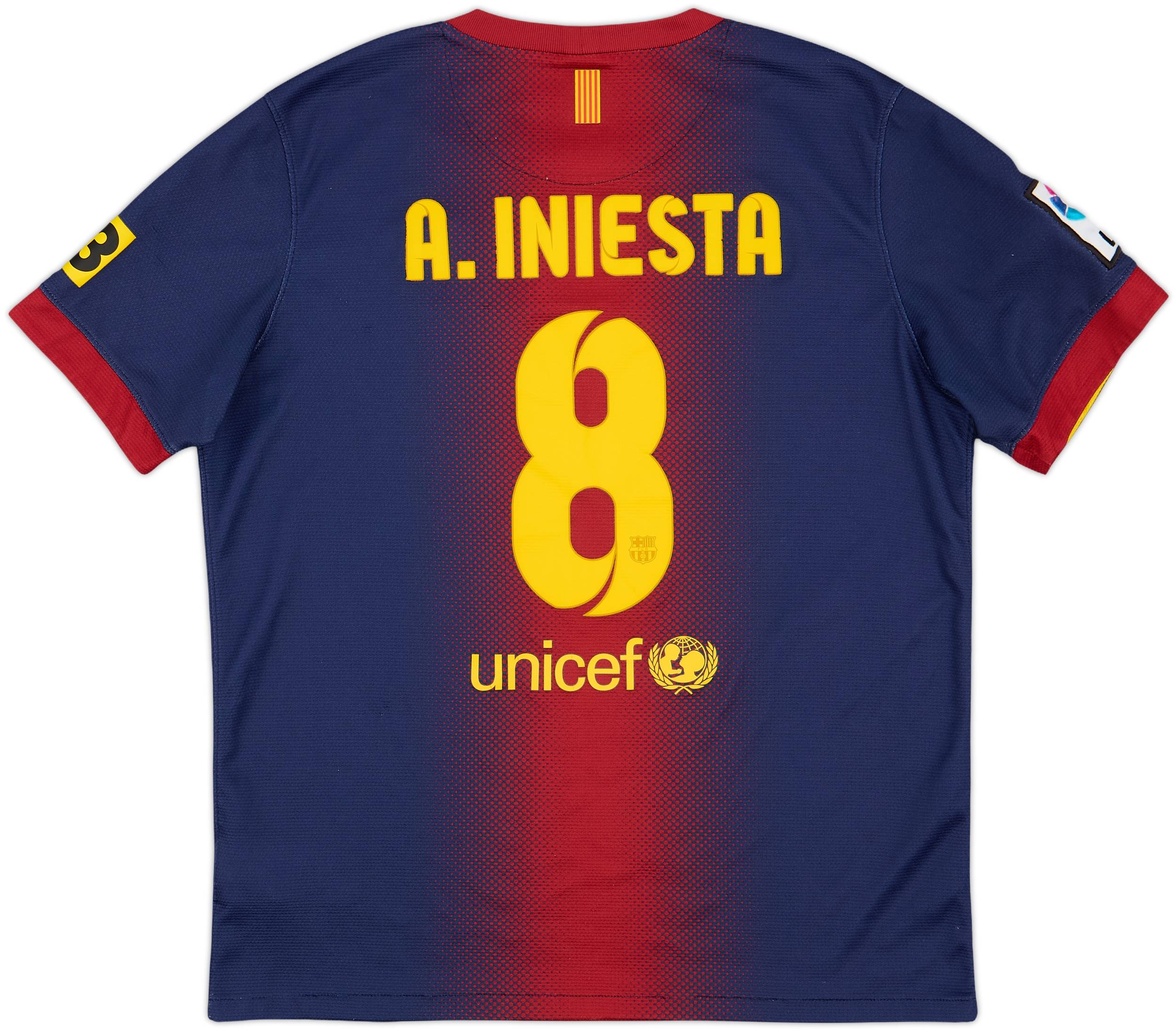 A. INIESTA 8 ユニフォーム 2012-13 Barcelona Home Shirt A. Iniesta # 8 - 6/10 - (XL.Boys)