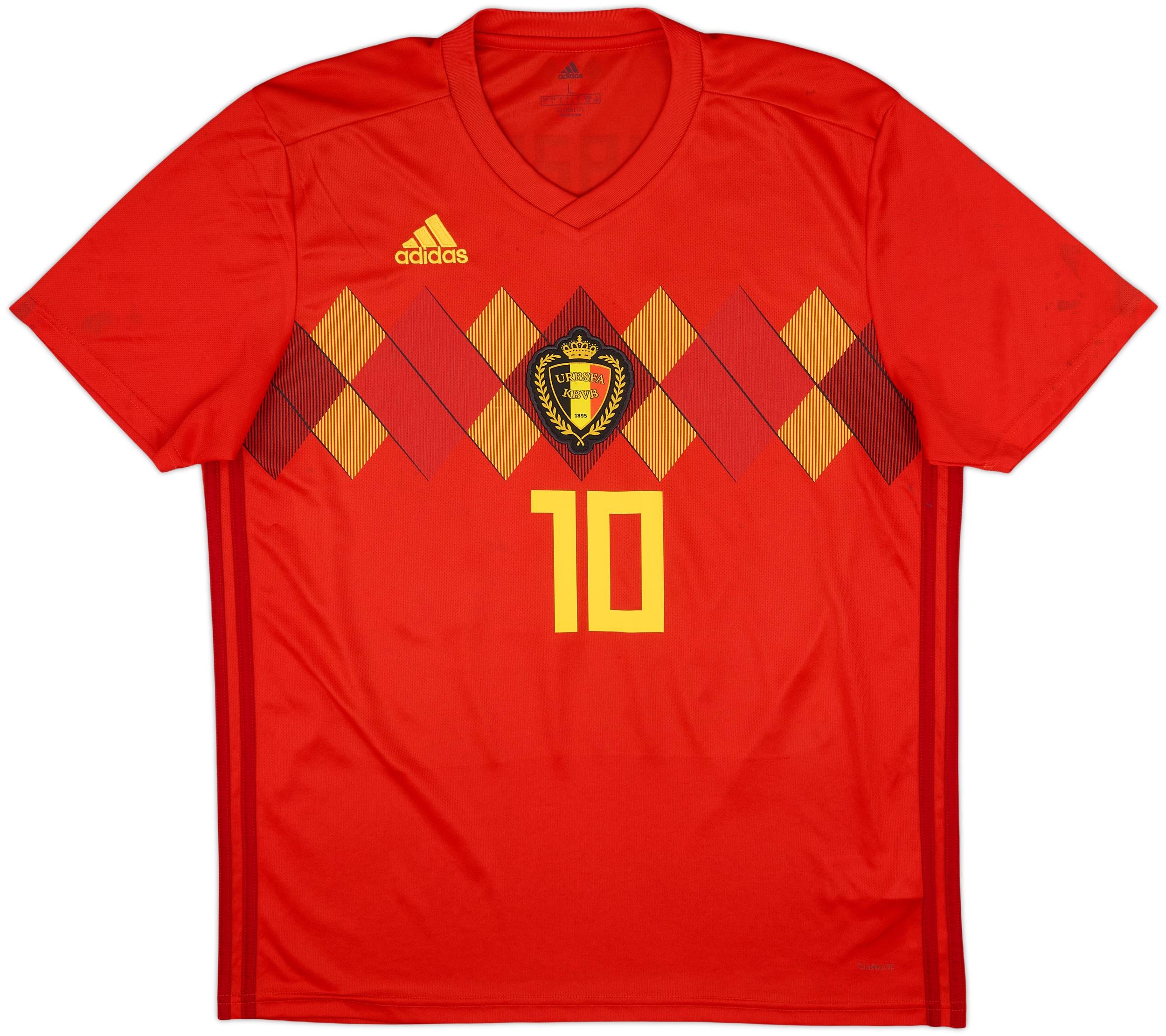 adidas Belgium E. HAZARD 10 ユニフォーム 2018-19 Belgium Home Shirt Hazard #10 - 7/10 - (L)