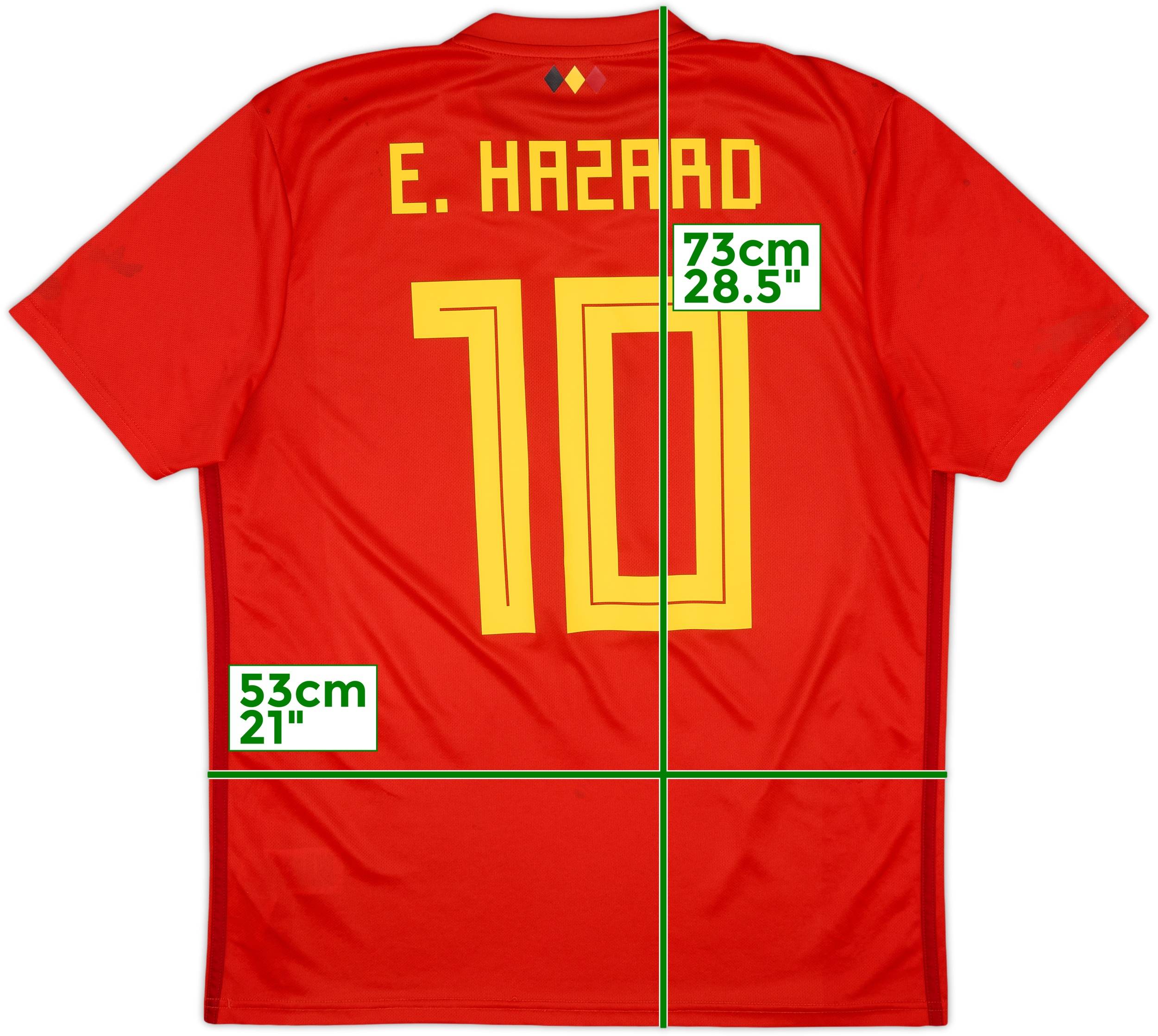 adidas Belgium E. HAZARD 10 ユニフォーム 2018-19 Belgium Home Shirt Hazard #10 - 7/10 - (L)