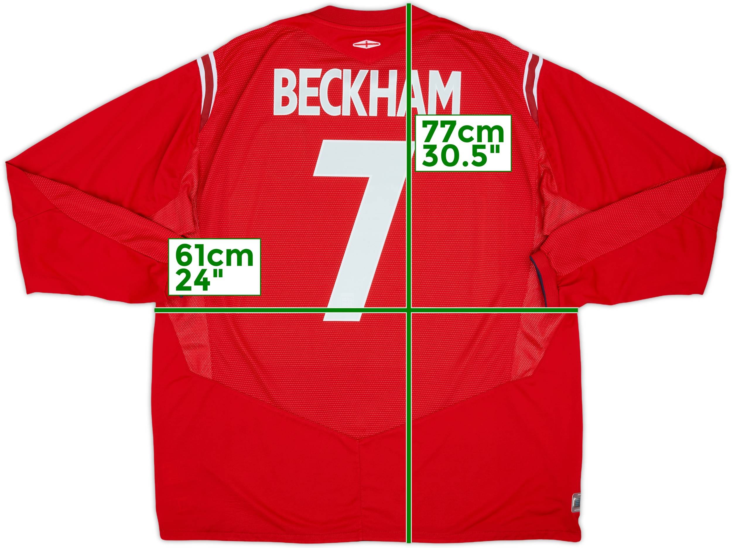 ウェア England Away 2004 #7 Beckham Longsleeve 2004-06 England Away L/S Shirt Beckham #7 - 9/10 - (XXL)