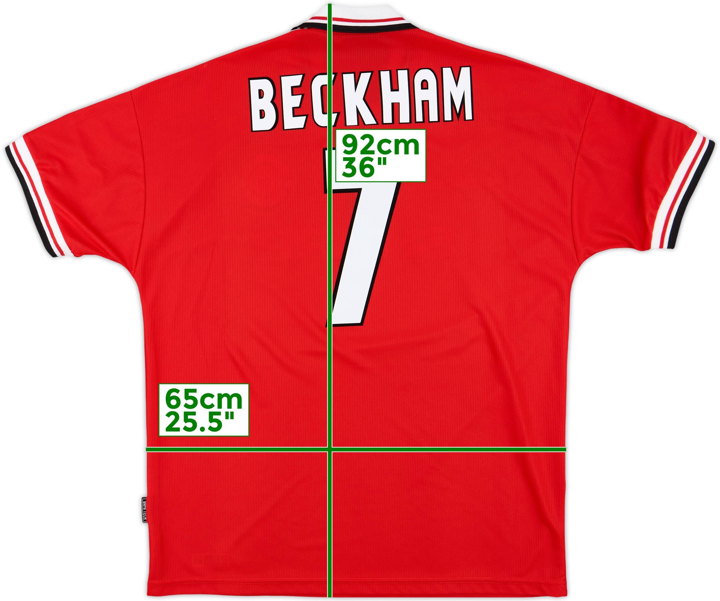 1998-00 Manchester United Home Shirt Beckham #7 - 9/10 - (XL)