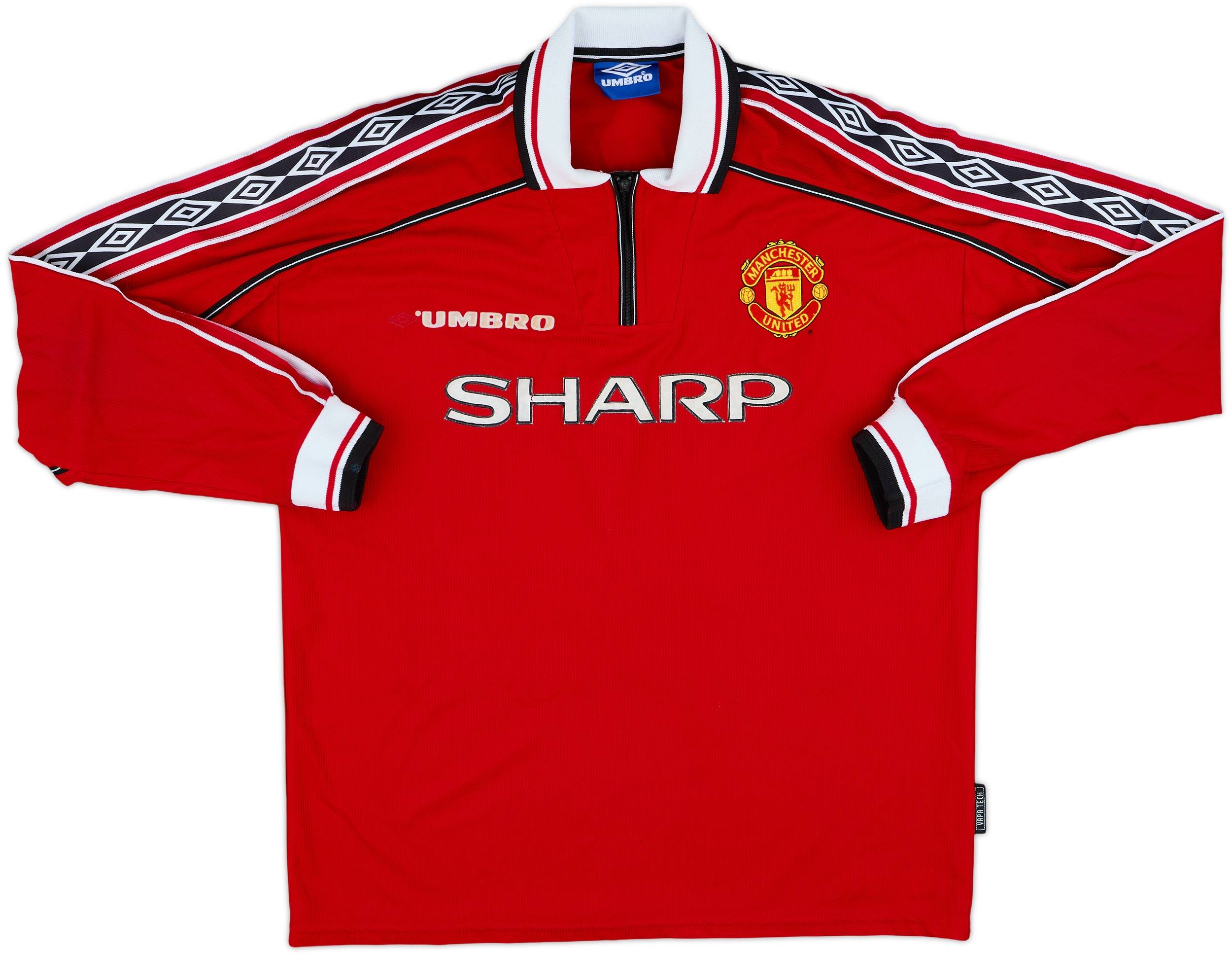 1998-00 Manchester United Home L/S Shirt Beckham #7 - 6/10 - (L)