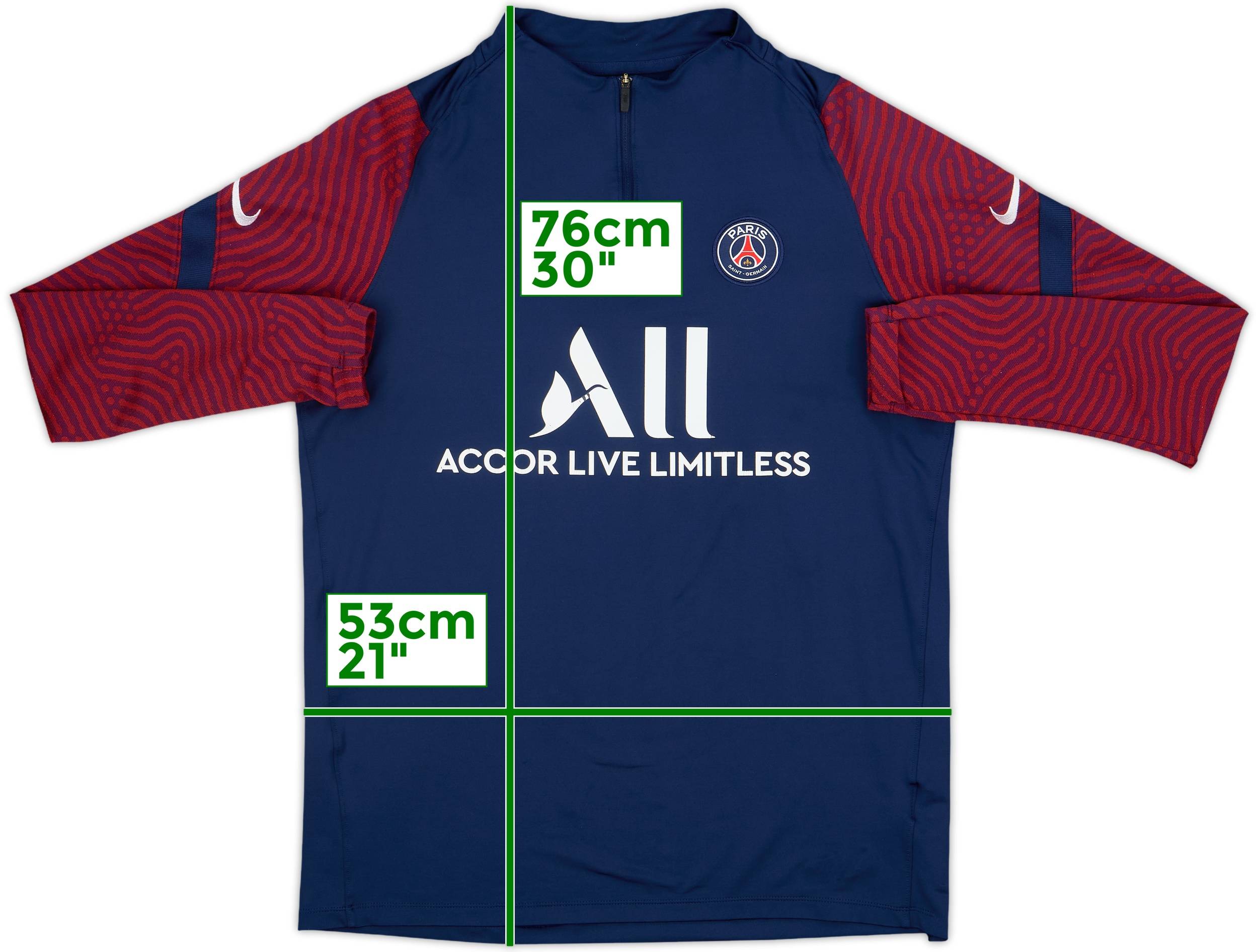 2020-21 Paris Saint-Germain Nike 1/4 Zip Training Top - 7/10 - (L)
