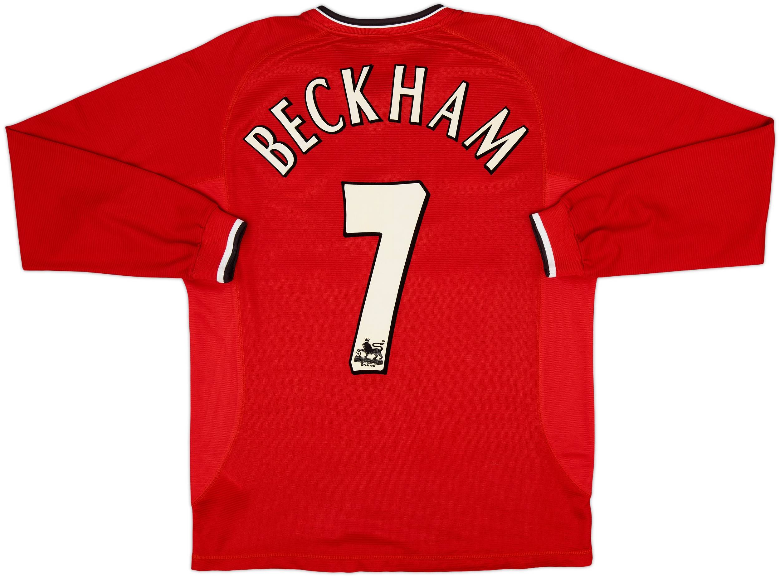 2000-02 Manchester United Home L/S Shirt Beckham #7 - 8/10 - (M)