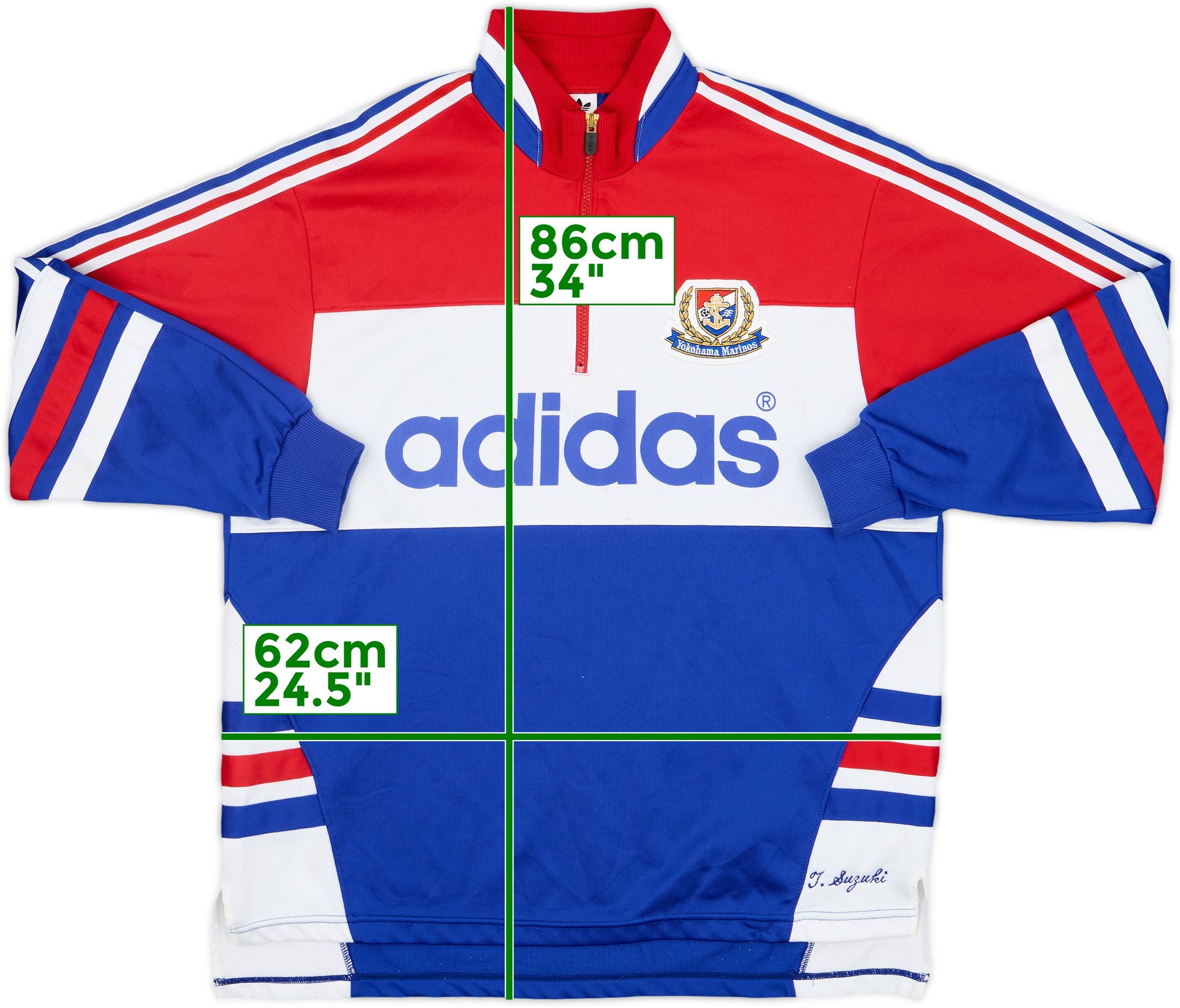 1992 Yokohama Marinos adidas 1/4 Zip Training Top - 7/10 - (M/L)