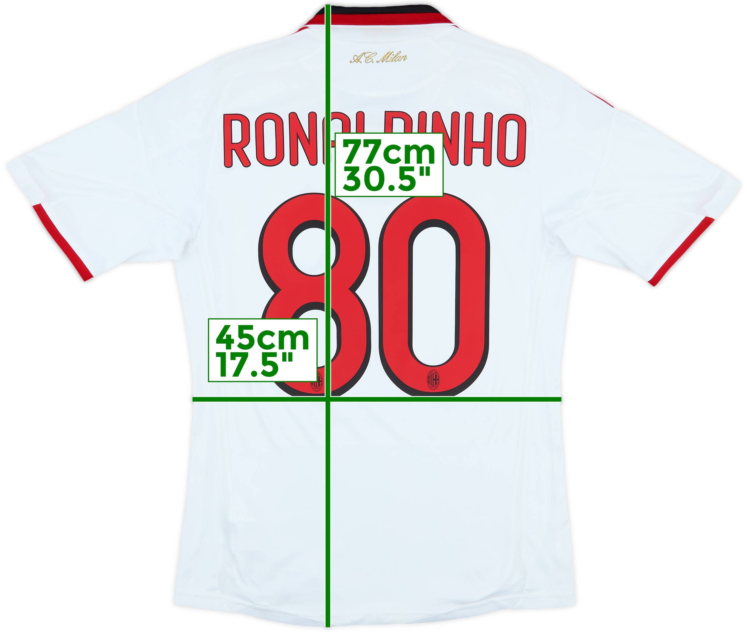2009-10 AC Milan Away Shirt Ronaldinho #80 - 6/10 - (S)