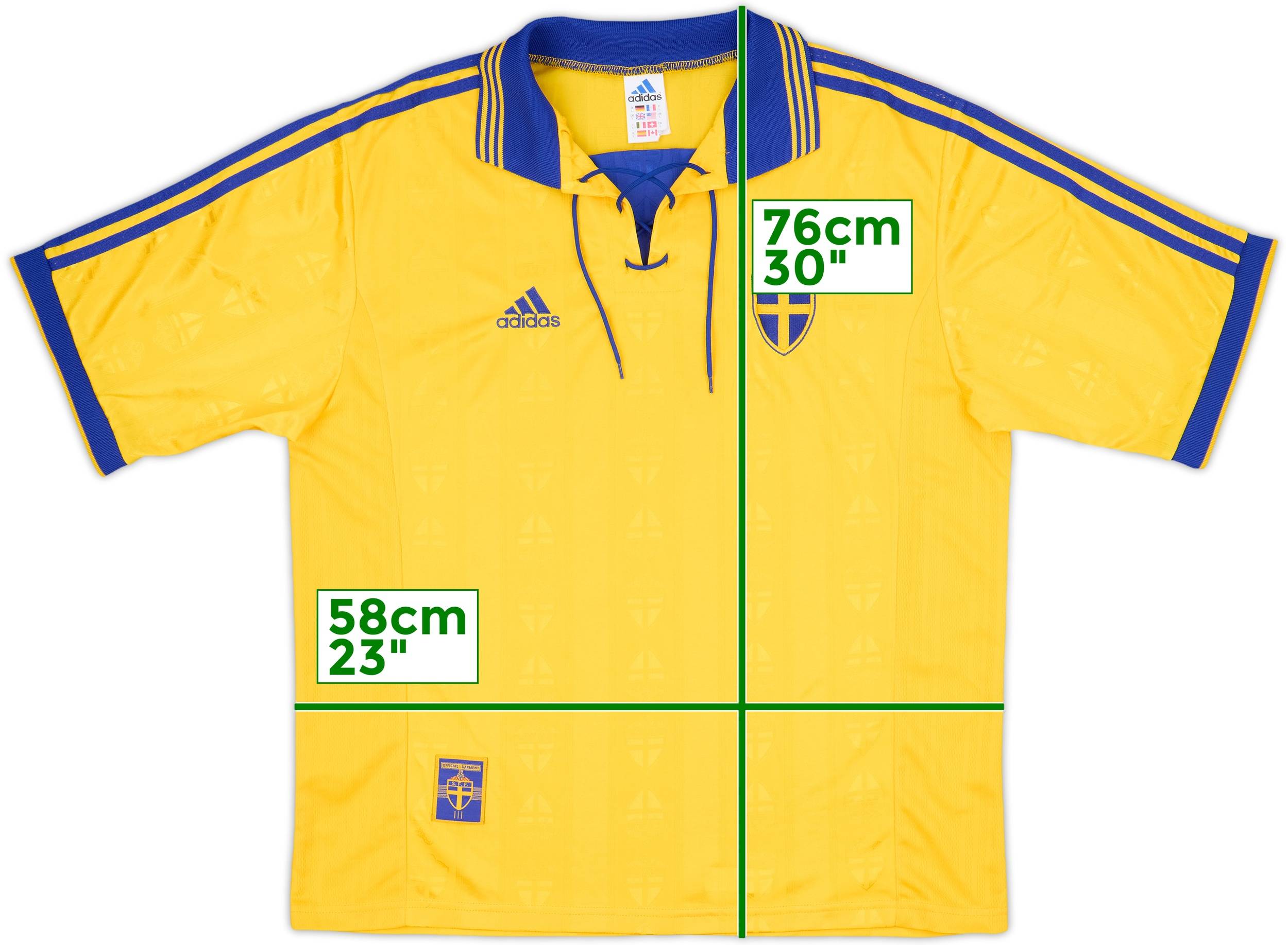 adidas スウェーデン代表 1998年ホームシャツ Lサイズ 1998-99 Sweden Home Shirt - 9/10 - (L)